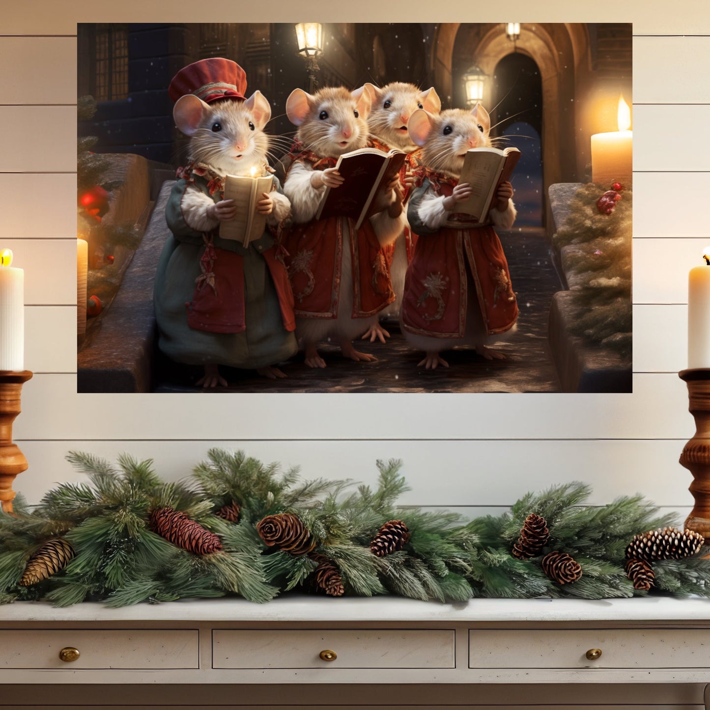Christmas mouse choir wall poster, Christmas mice decorations