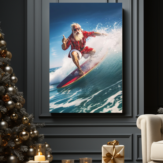 Santa Claus on surfboard picture