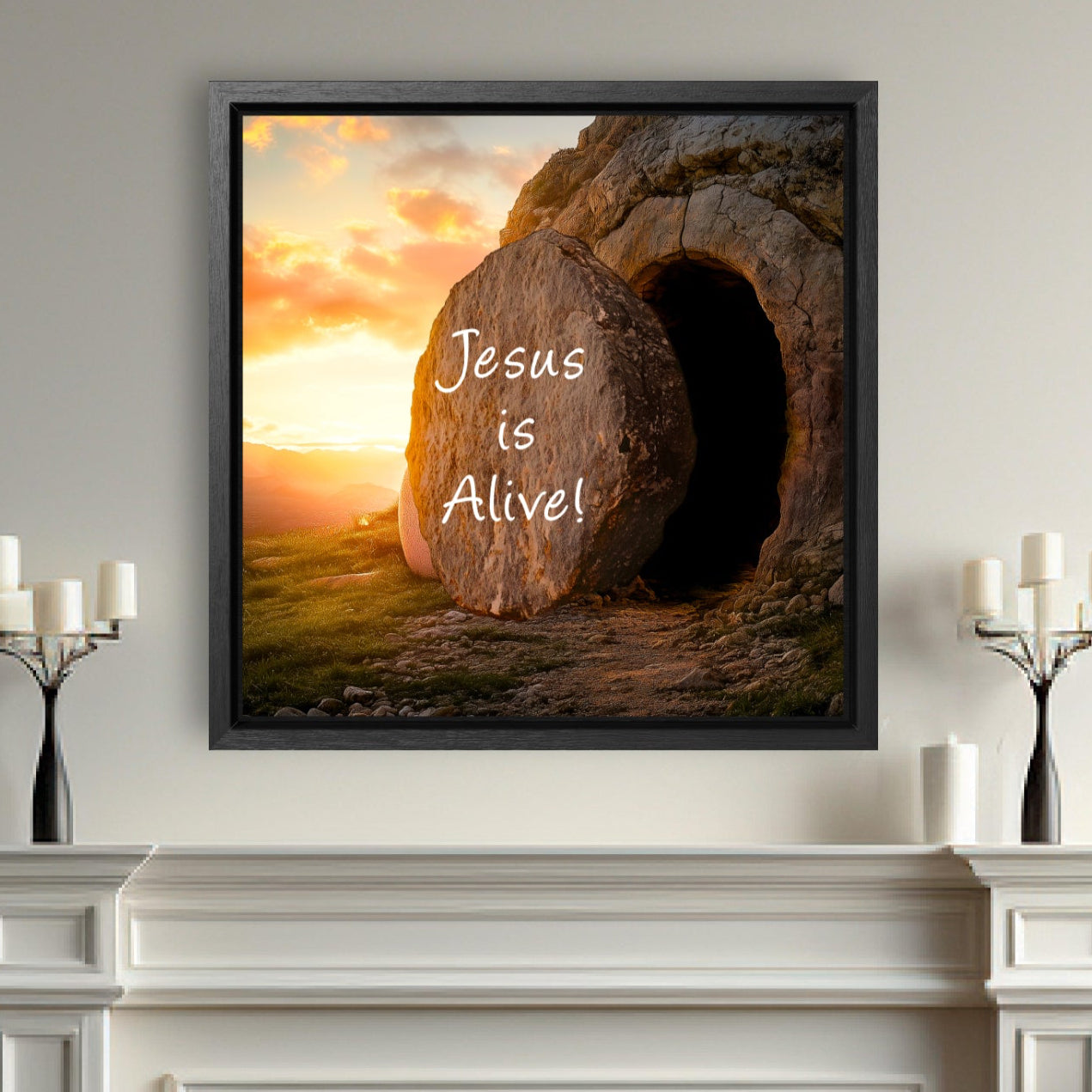 Matthew 28:5-6 Jesus is alive! aesthetic Christian wall art decor wood framed