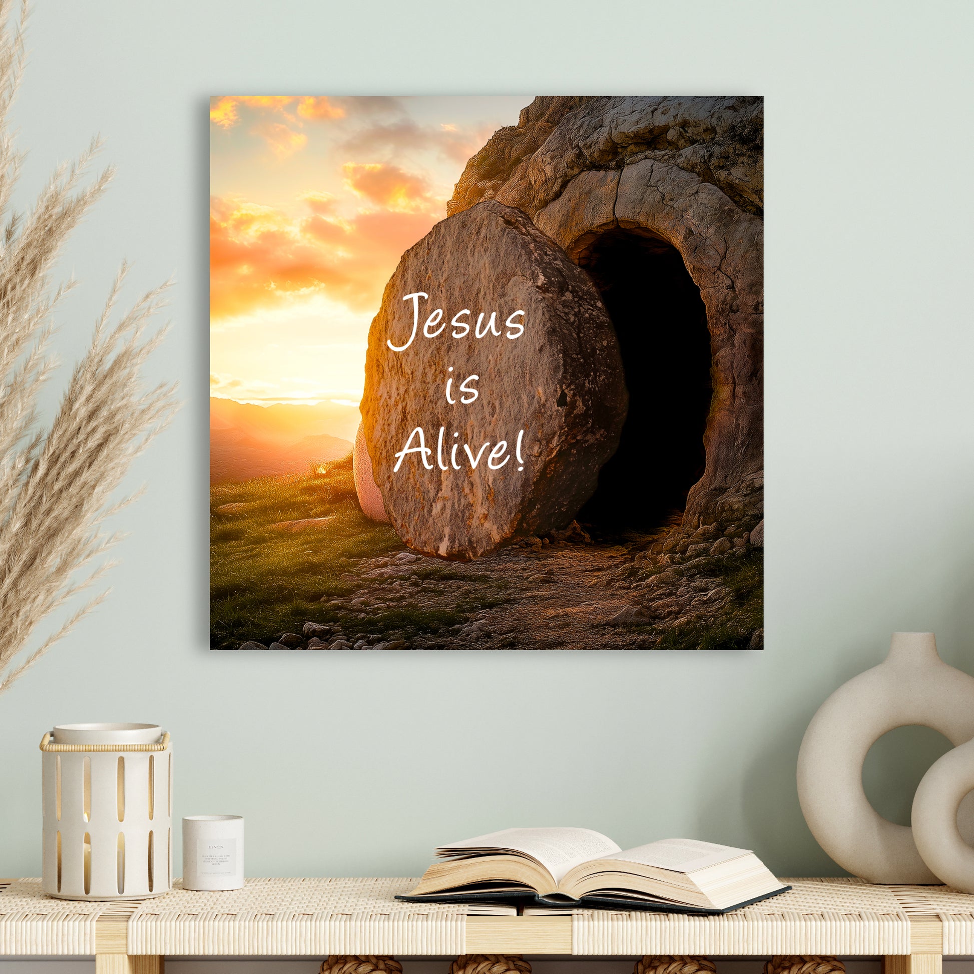 Matthew 28:5-6 Jesus is alive! large poster picture black frame