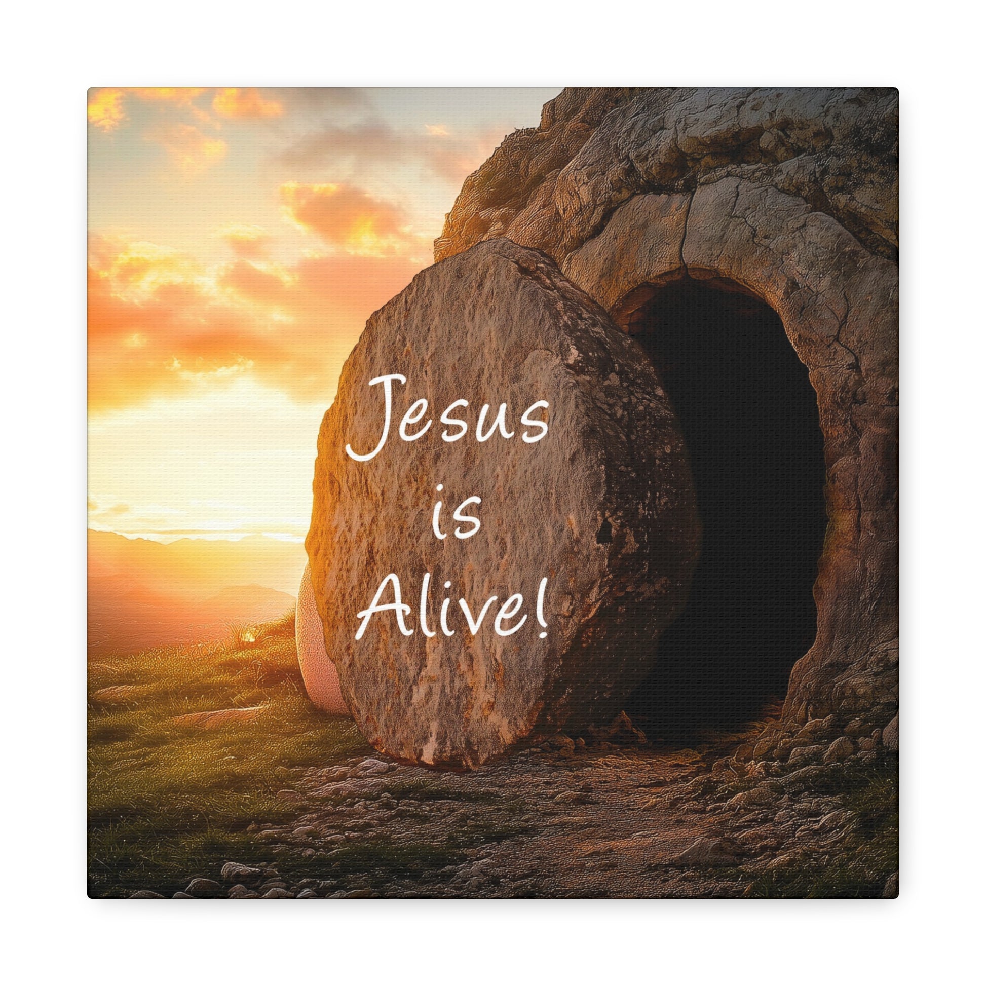 Matthew 28:5-6 Jesus is alive! scripture quote artwork