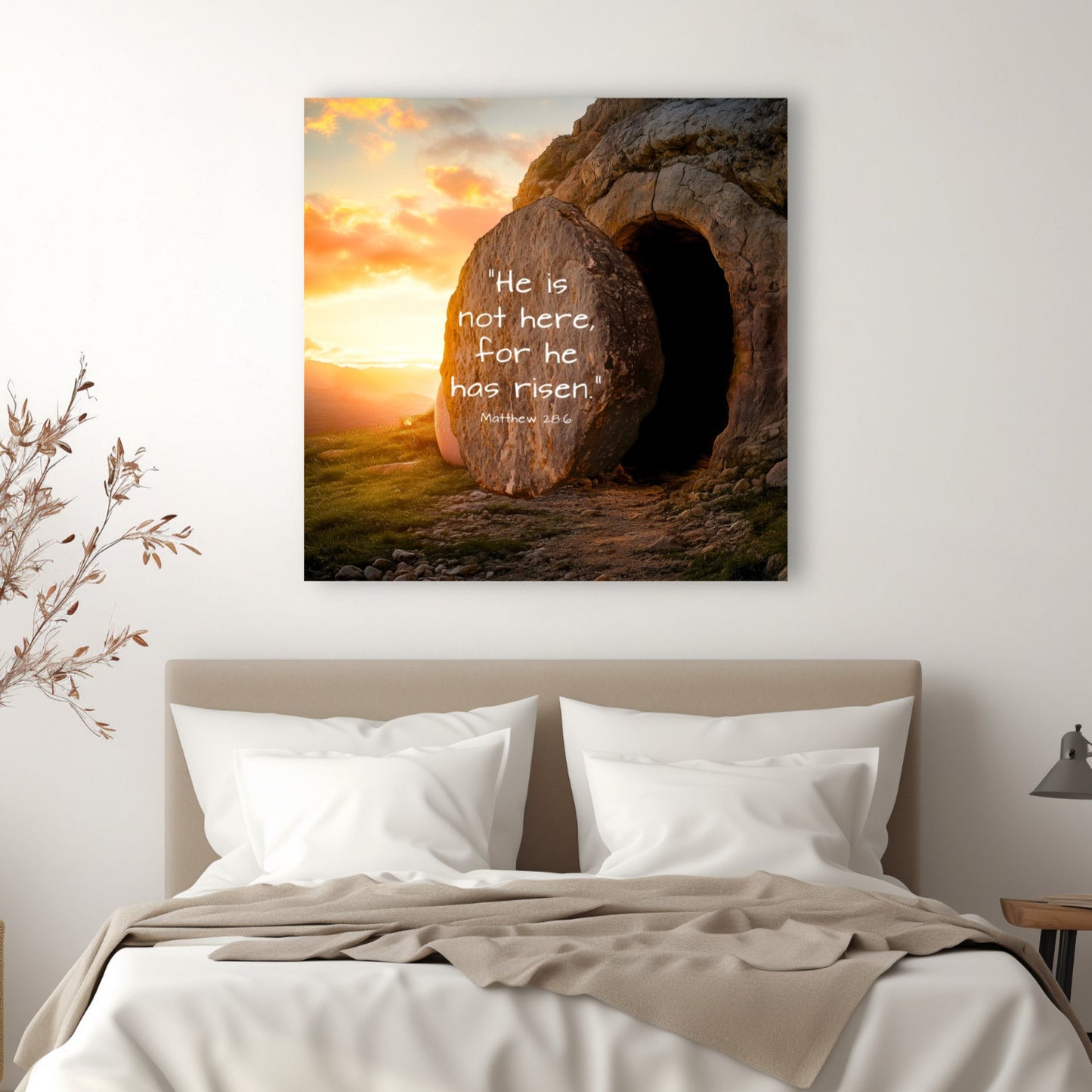 Matthew 28:5-6 he is not here for he has risen large poster picture black frame