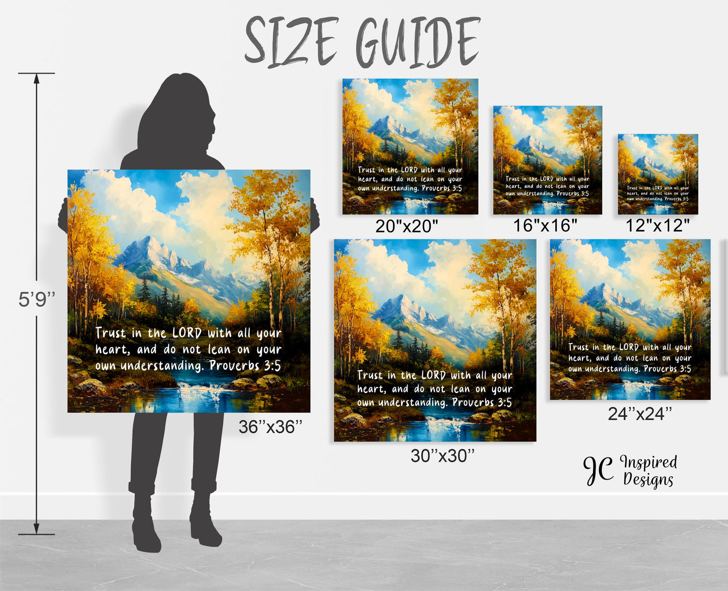 Proverbs 3:5 wall decoration scripture mountains large poster