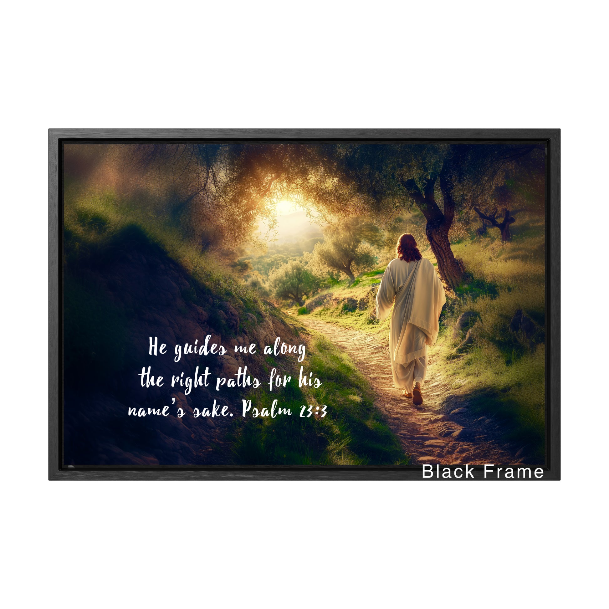 Psalm 23:3 scripture quote picture black frame