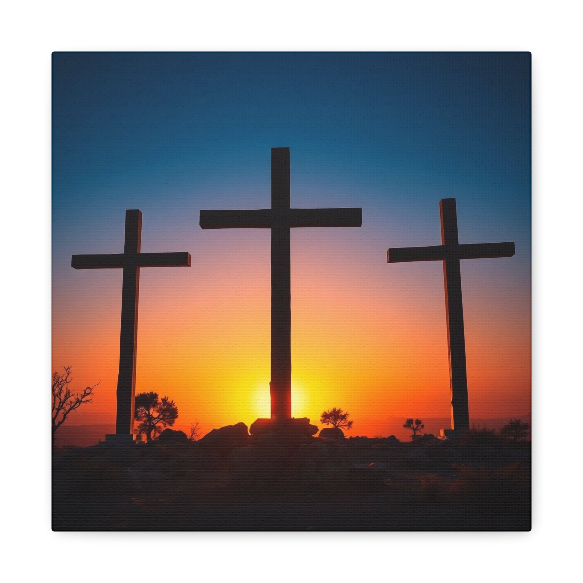 Three Crosses resurrection of Jesus large poster picture black frame