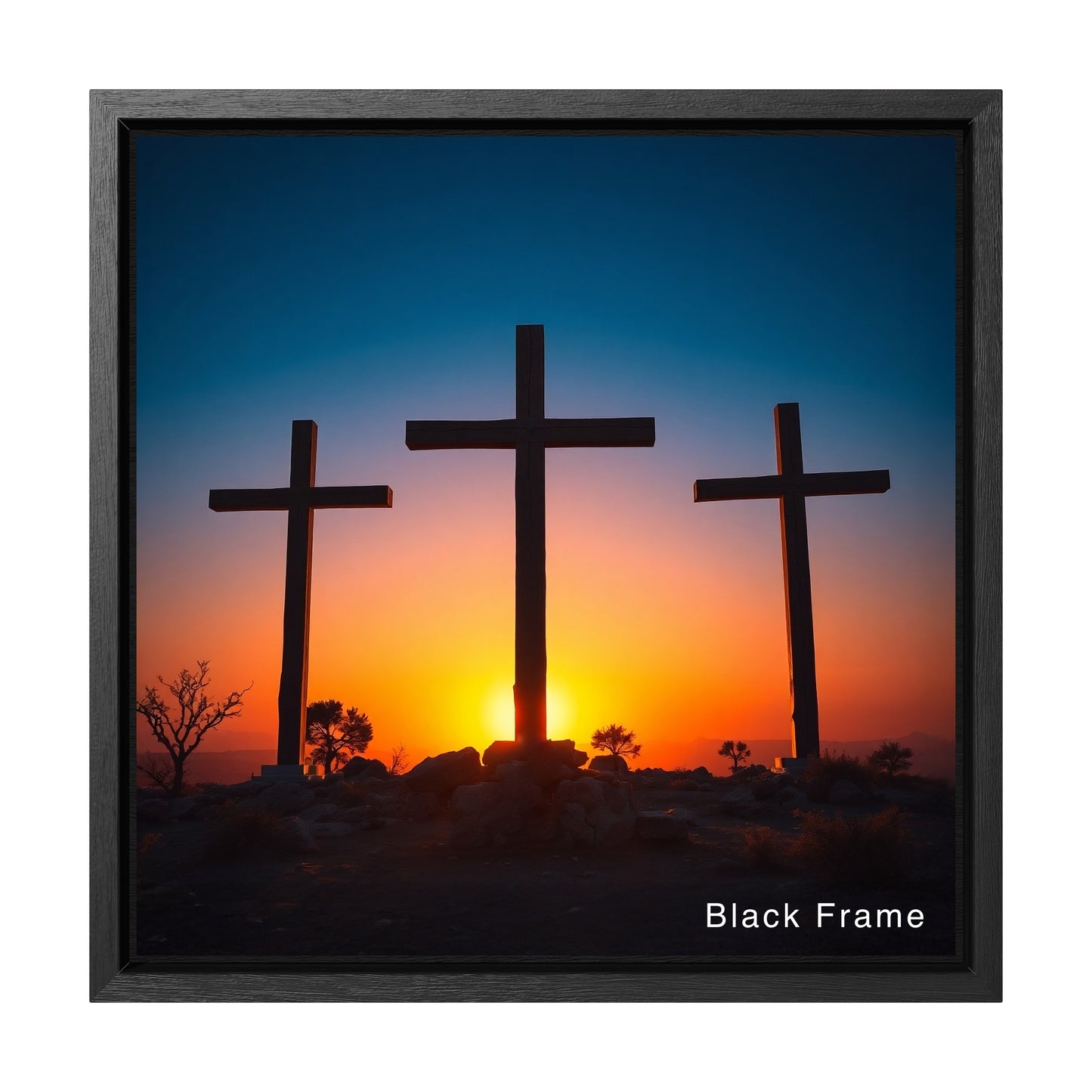aesthetic christian easter decor art gifts unframed square blue white faith crucifixion