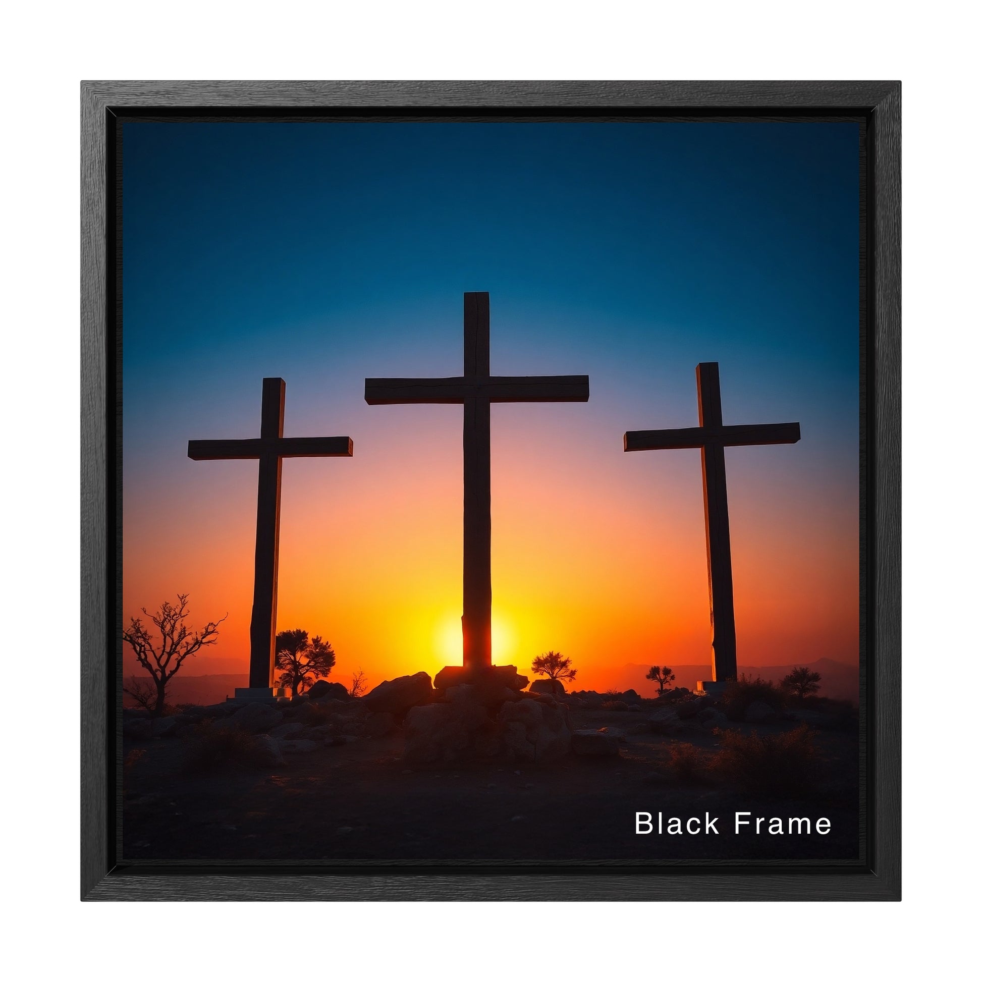 aesthetic christian easter decor art gifts unframed square blue white faith crucifixion
