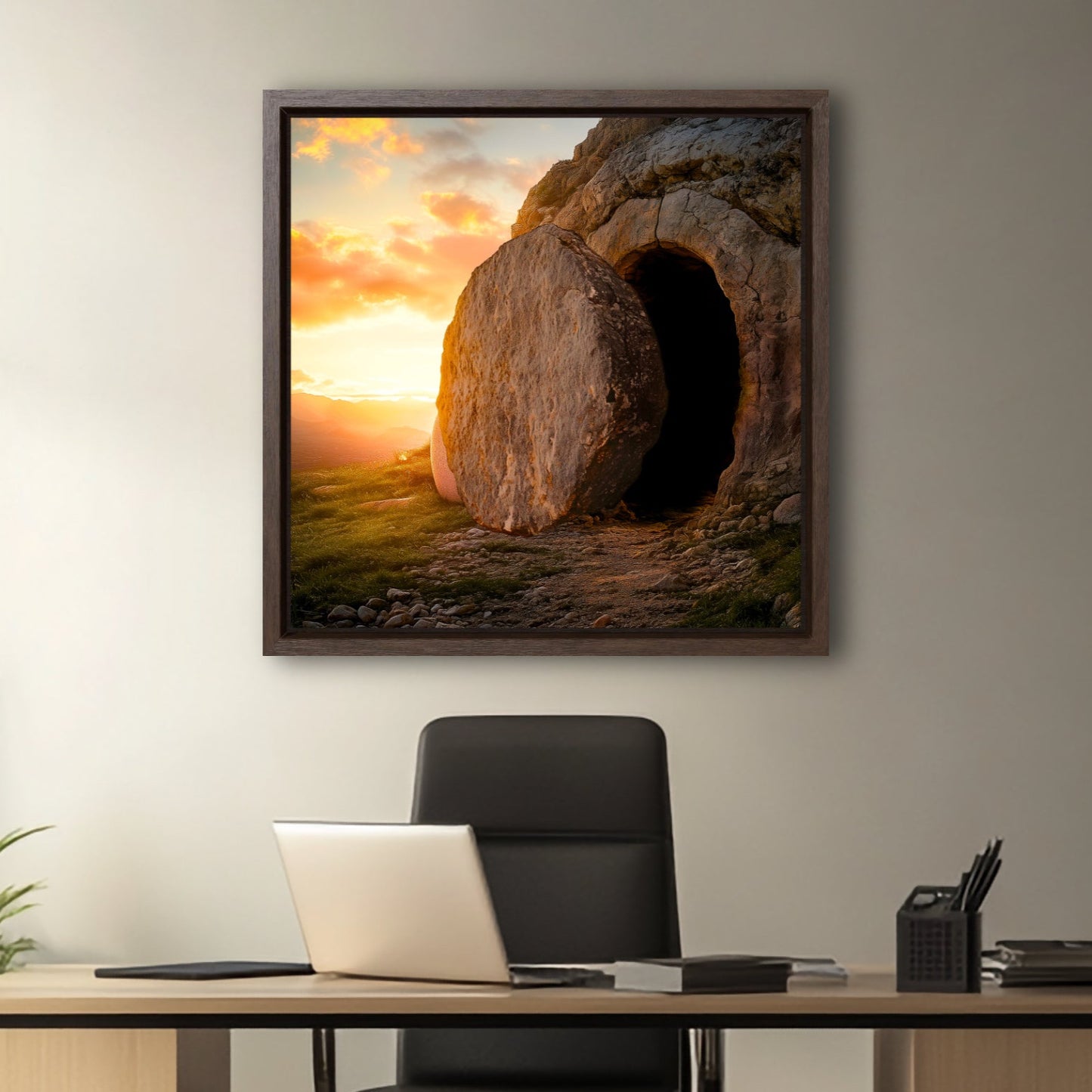 aesthetic christian easter decor art gifts unframed square blue white faith jesus raised from the dead