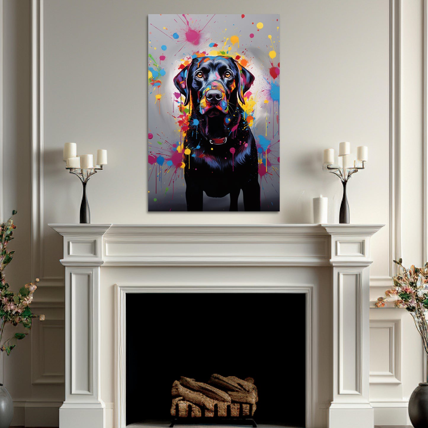 aesthetic black lab wall decor modern art, black lab modern art wall decor ideas