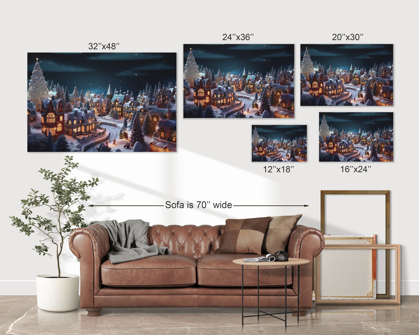 cute Christmas village wall art