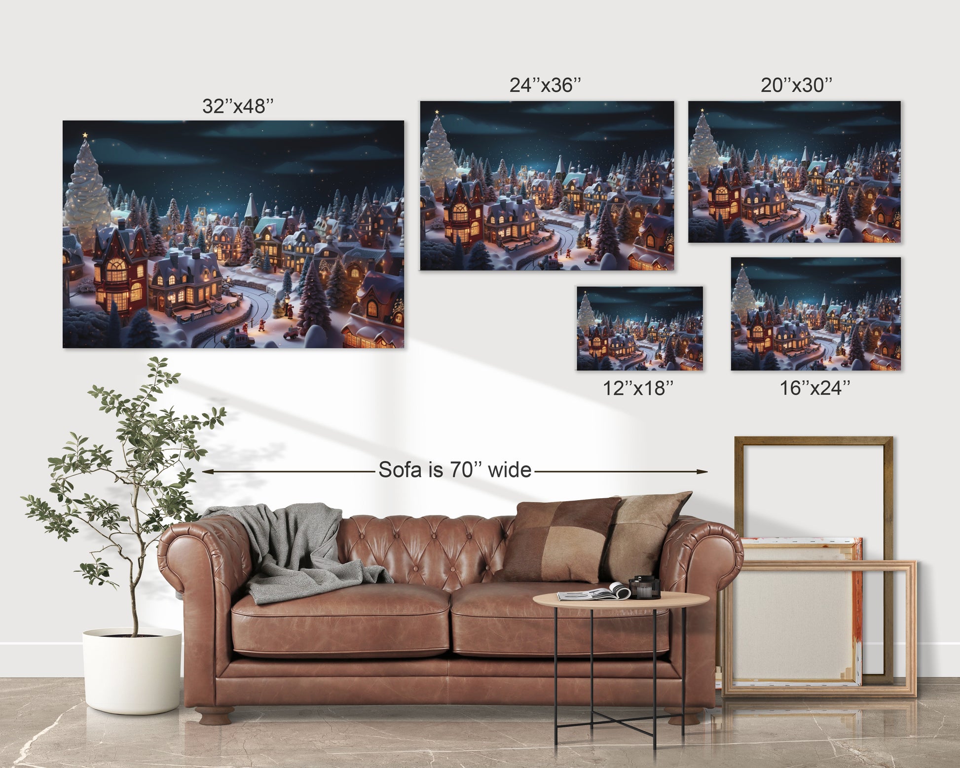 cute Christmas village wall art