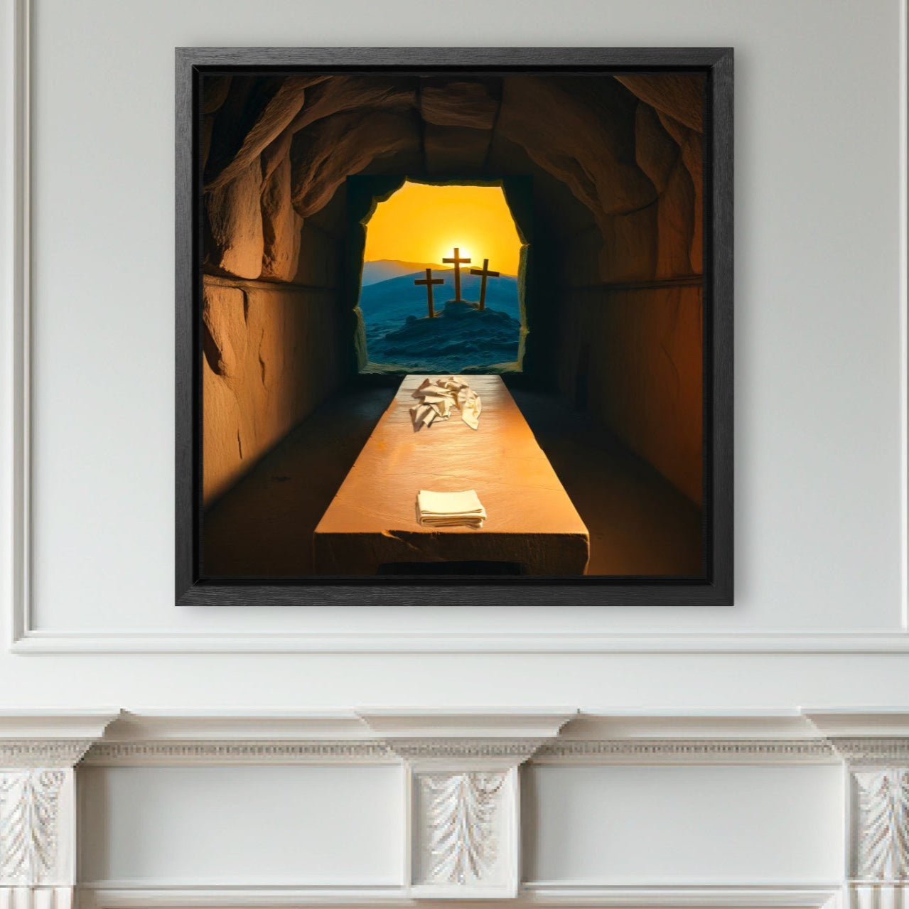 Empty Tomb Easter aesthetic Christian wall art decor wood framed stretched canvas print