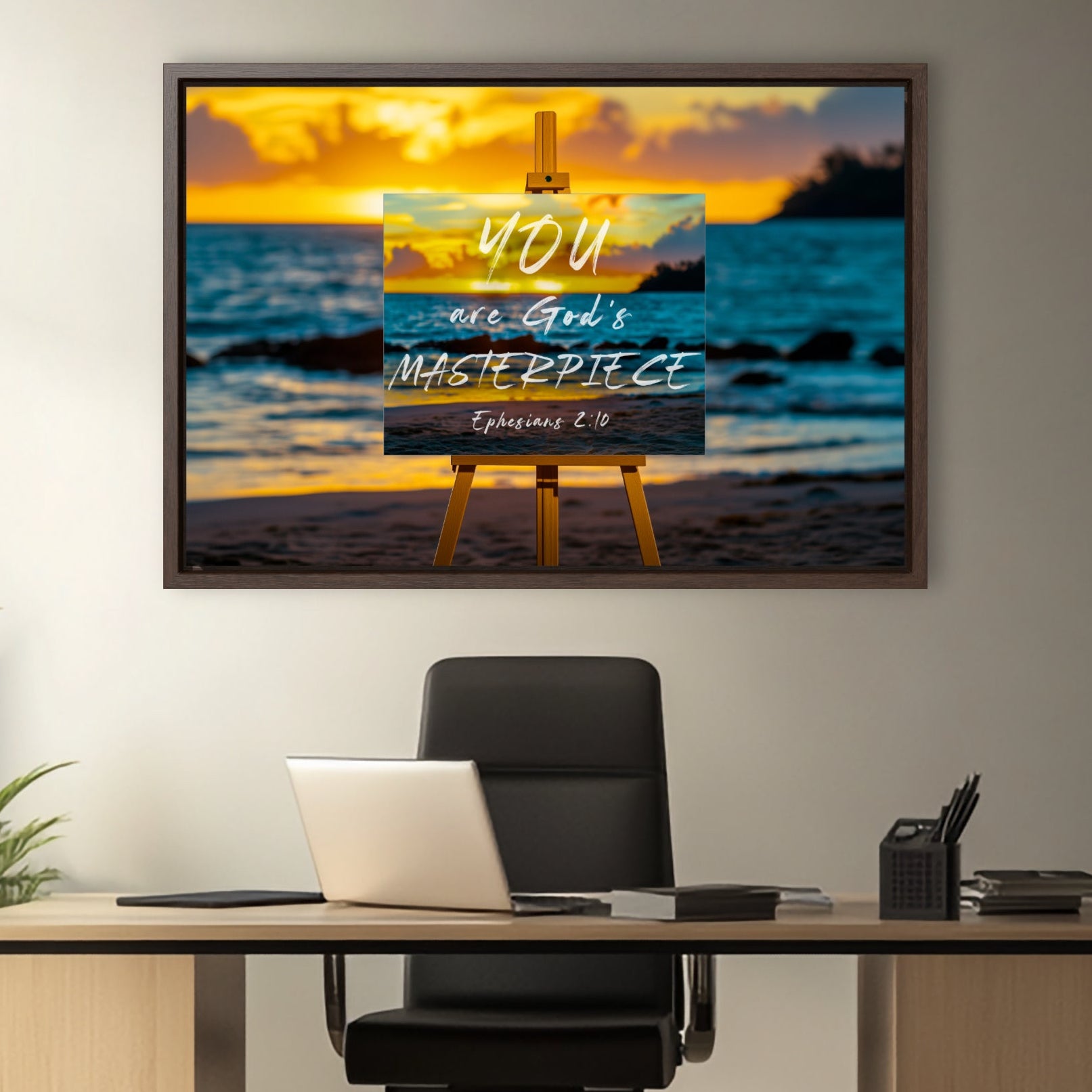 scripture quote painting tropical sunset