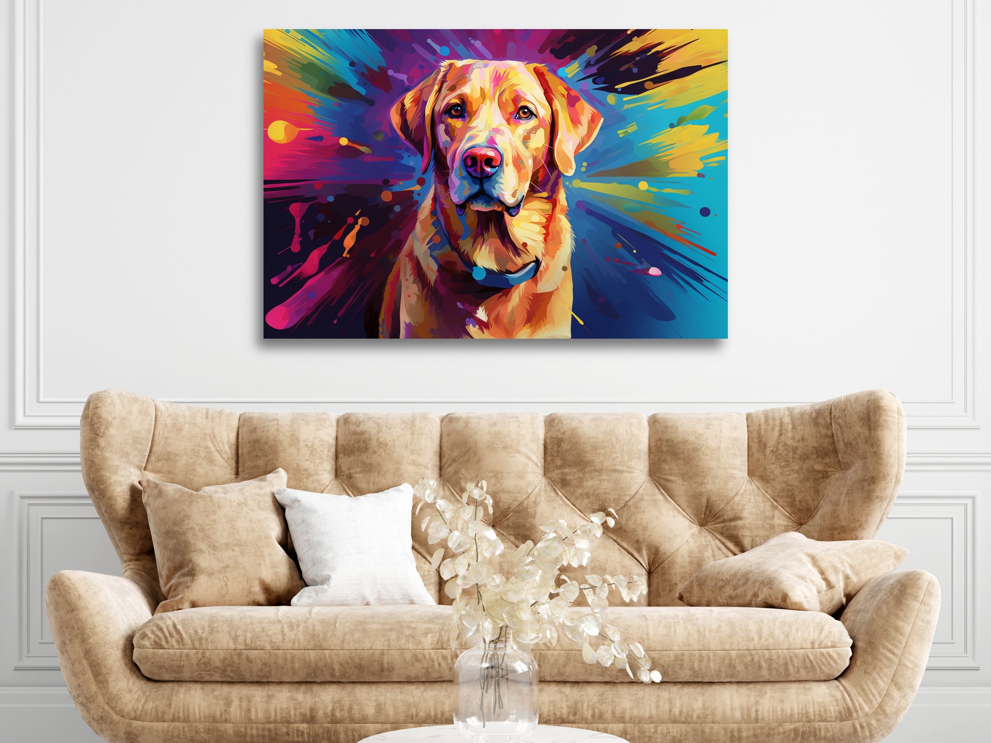 aesthetic dog wall decor modern art, golden lab modern art wall decor ideas