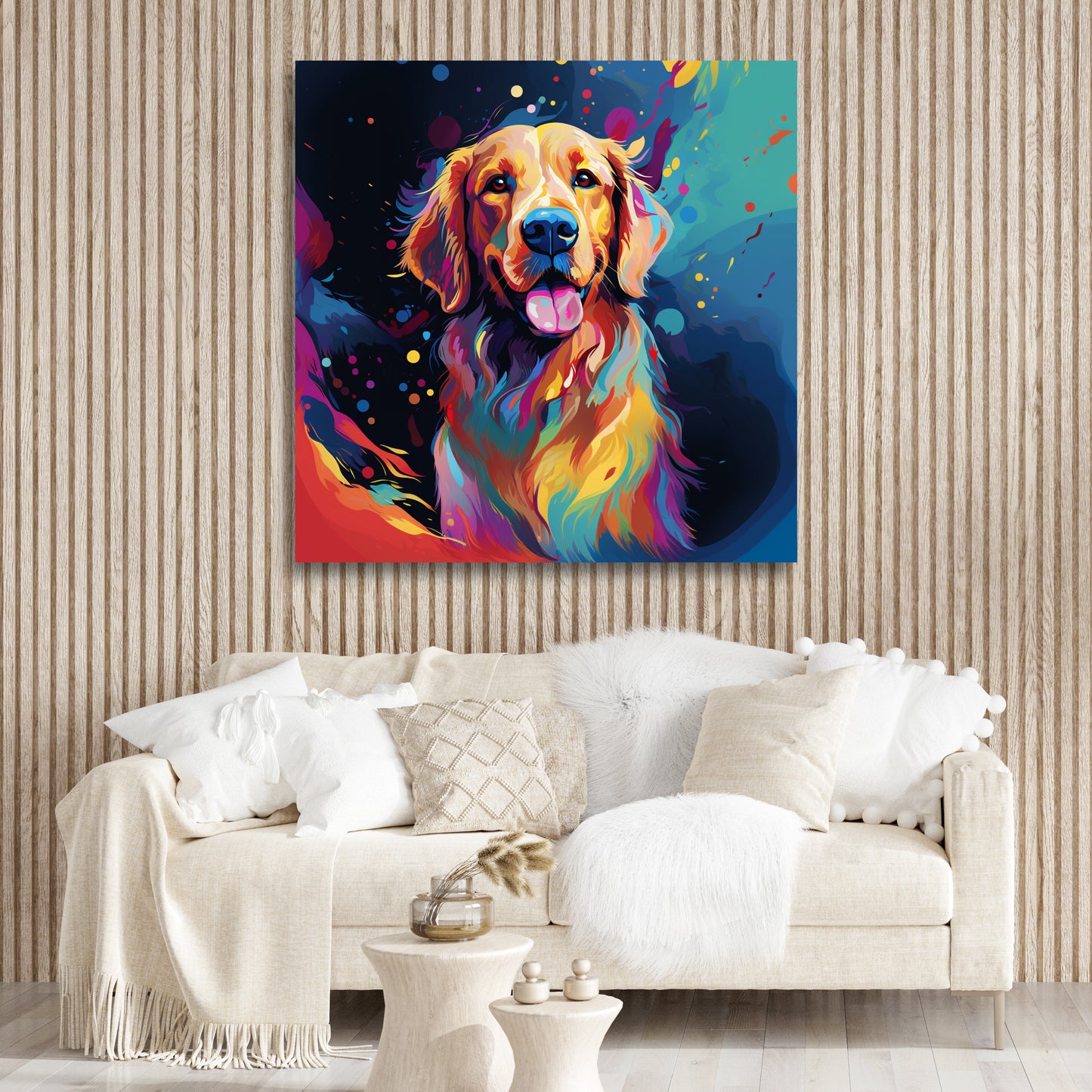 aesthetic Golden Retriever wall decor, aesthetic modern art Golden Retriever art