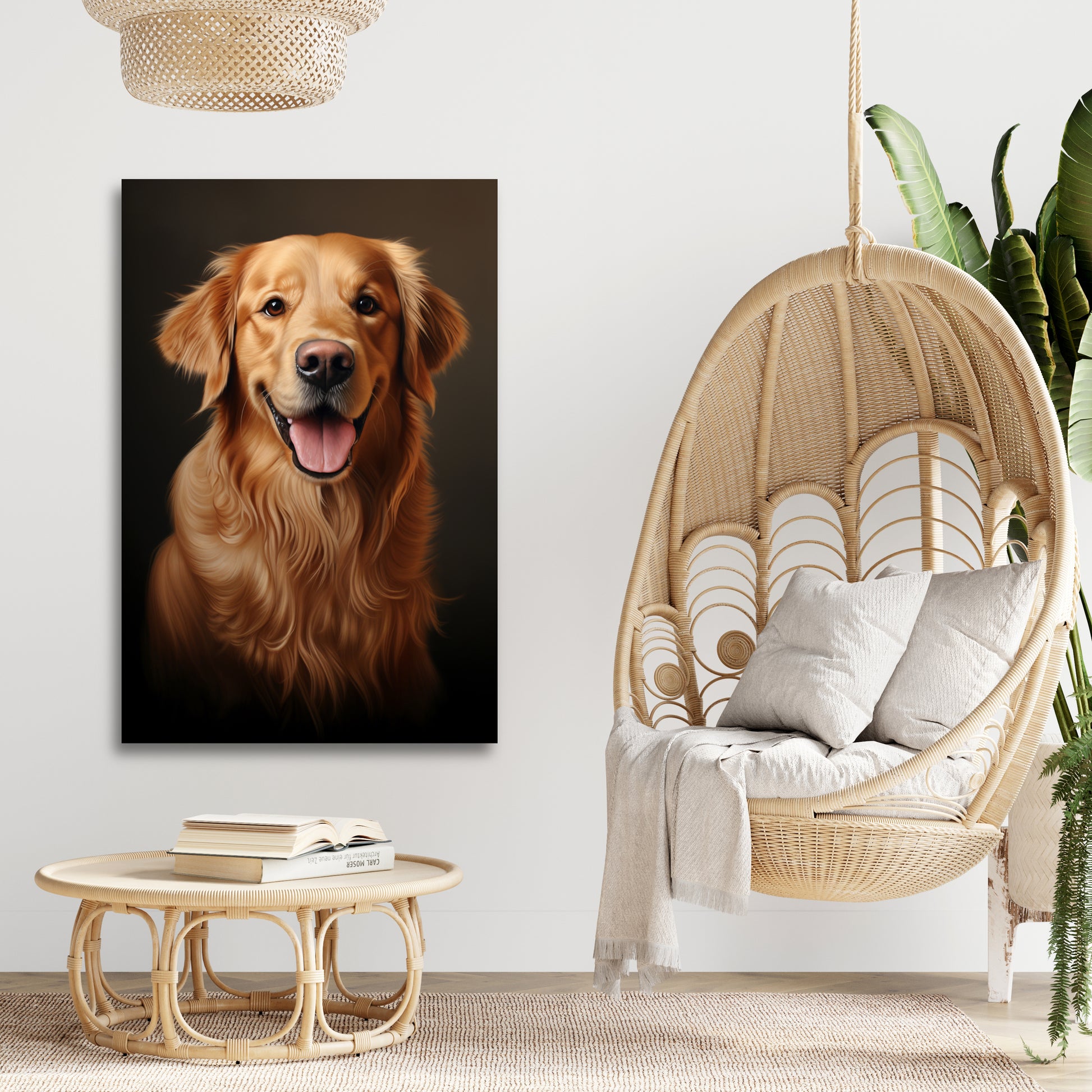 aesthetic golden retriever wall decor picture, golden retriever wall decor ideas