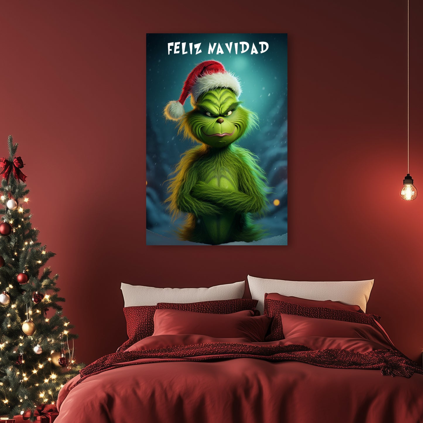 The Grinch Feliz Navidad decor gifts, dr. seusss Grinch wall art decor Feliz Navidad, Grinch Feliz Navidad canvas print, Grinch Feliz Navidad wall decor art prints