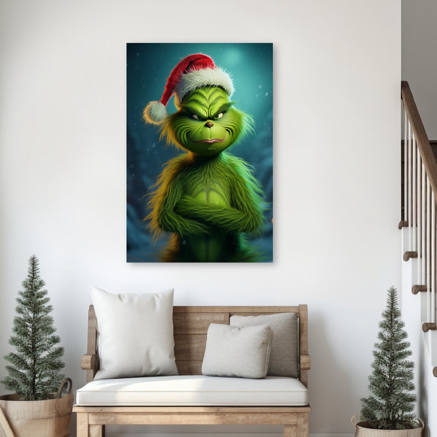 painting vertical portrait green red white