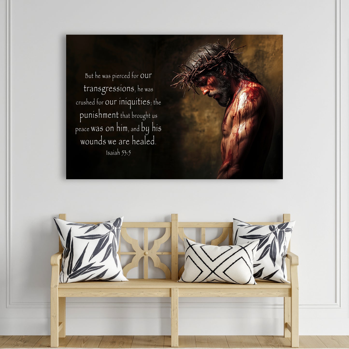Isaiah 53:5 By His Wounds We Are Healed Canvas Print Framed or Unframed Christian Easter Wall Decor Art Gifts Decorations Jesus