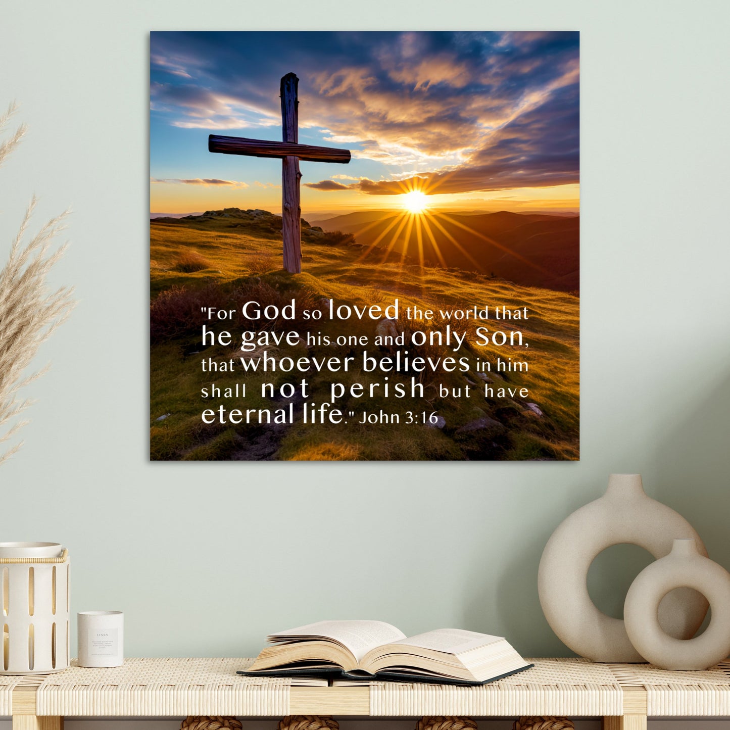 john 3:16 aesthetic christian wall decor art painting jesus lord savior large poster wall hanging