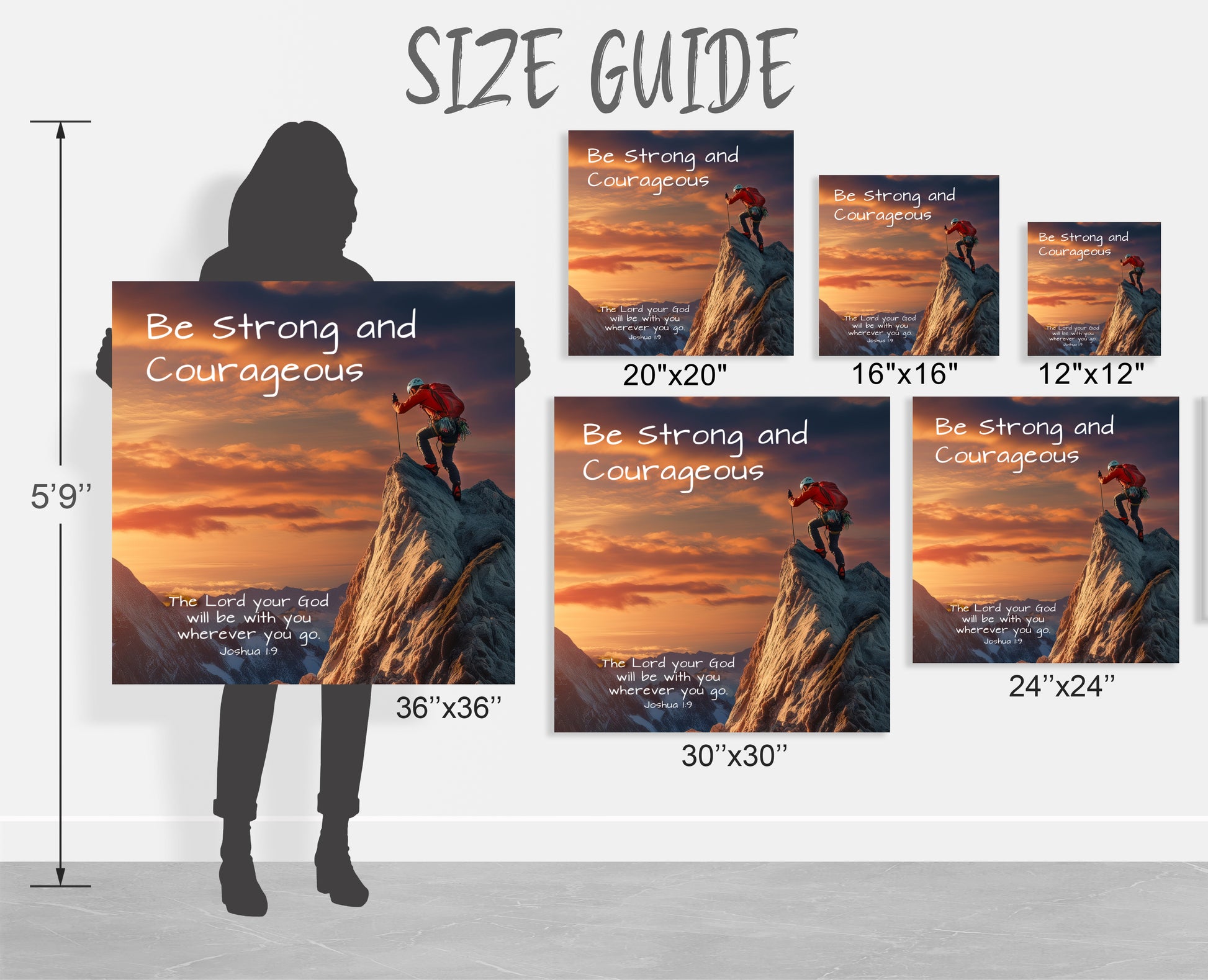 Joshua 1:9 painting artwork gifts, christian bible verse wall decoration