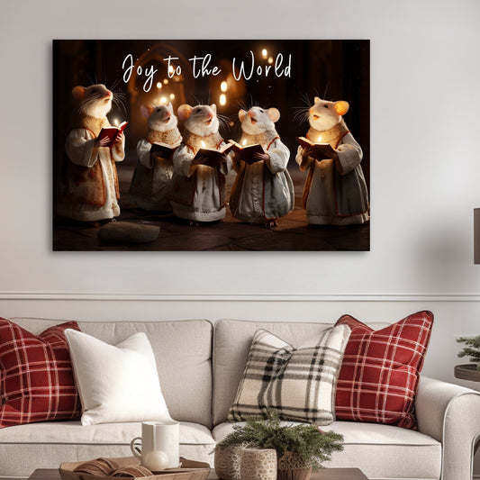 Christmas mice carolers canvas print