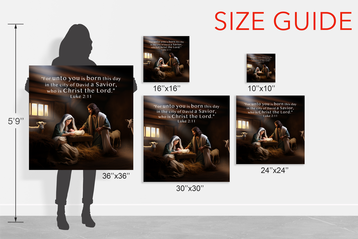 Jesus in manger canvas print, Jesus is born wall decor