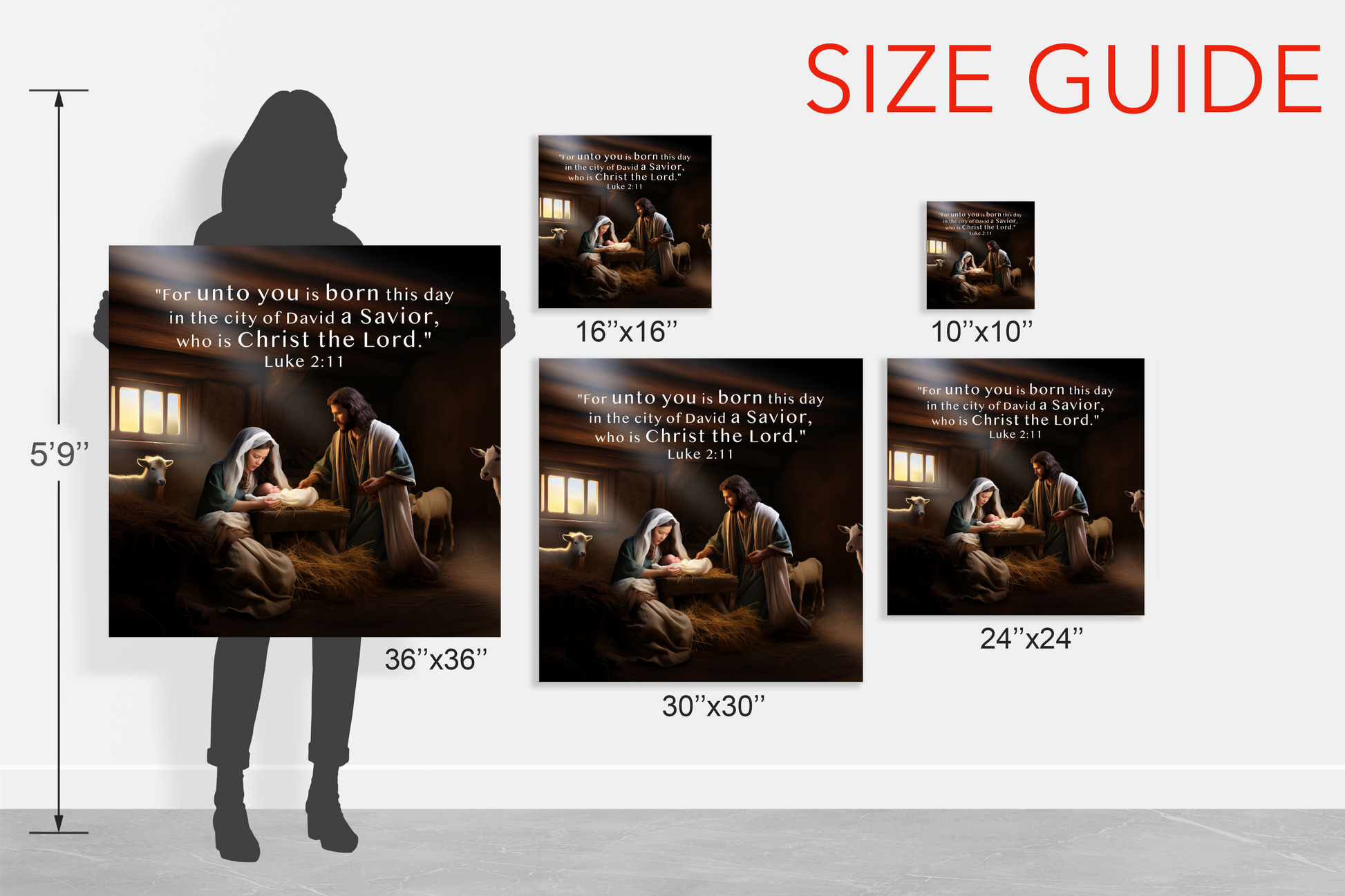 Jesus in manger canvas print, Jesus is born wall decor