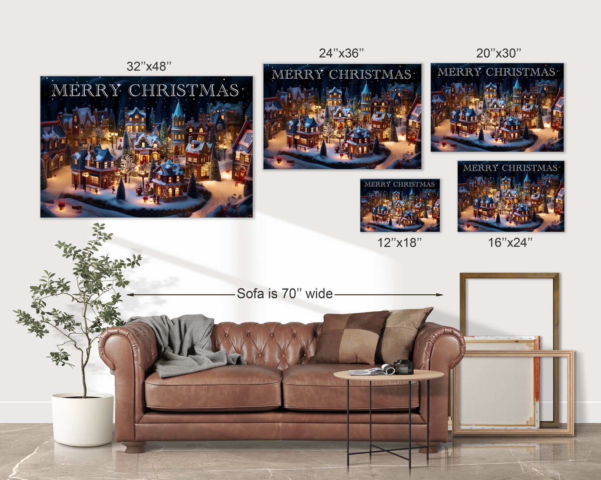 cute Christmas village wall art