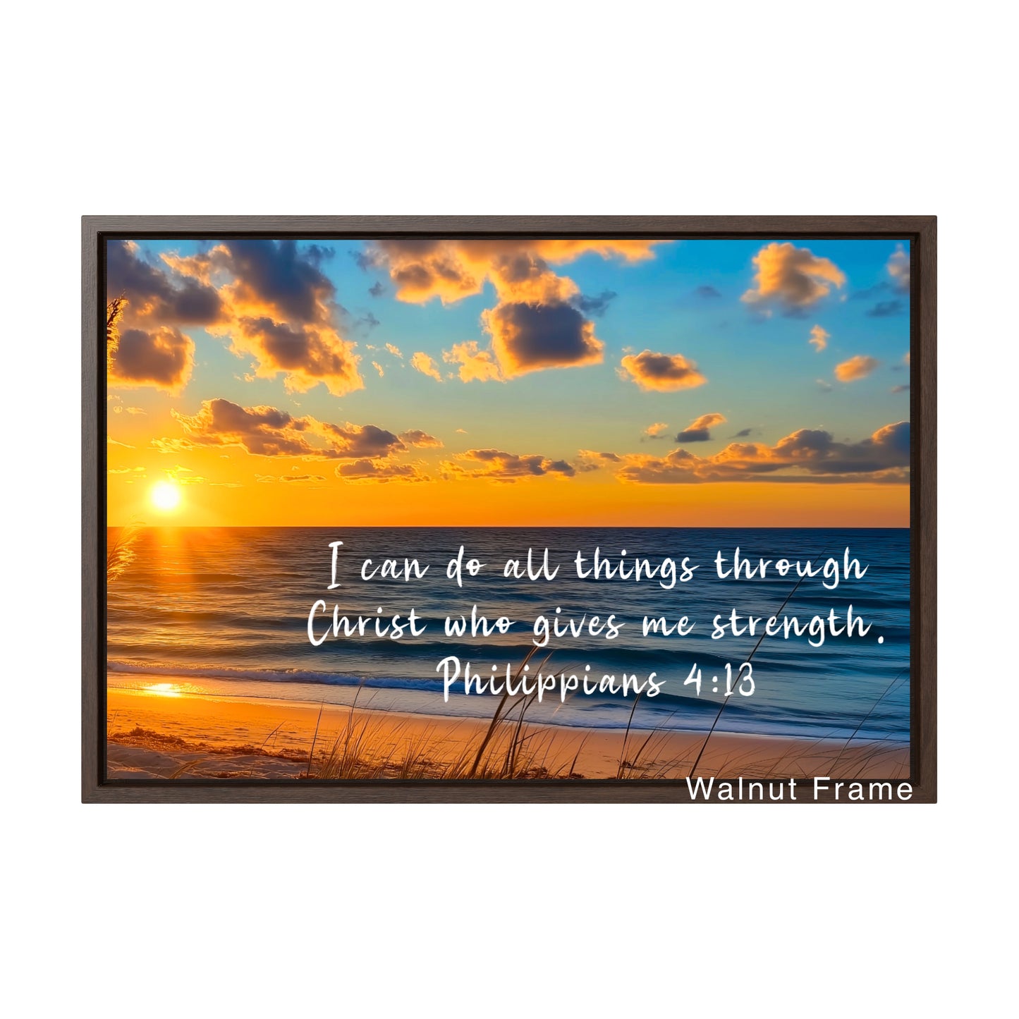 philippians 4 13 brown walnut wooden frame canvas print wall art decor