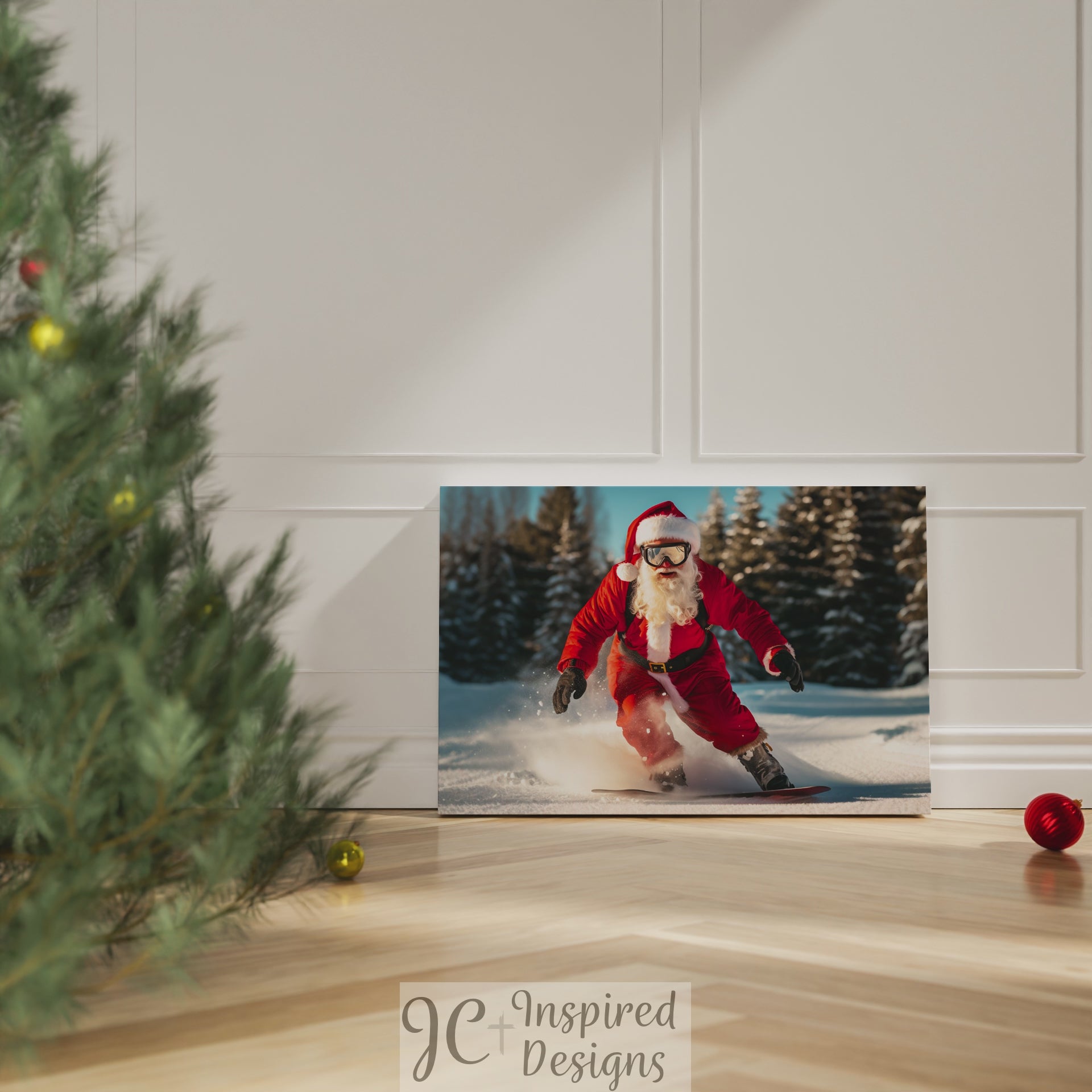 Santa snowboarder picture