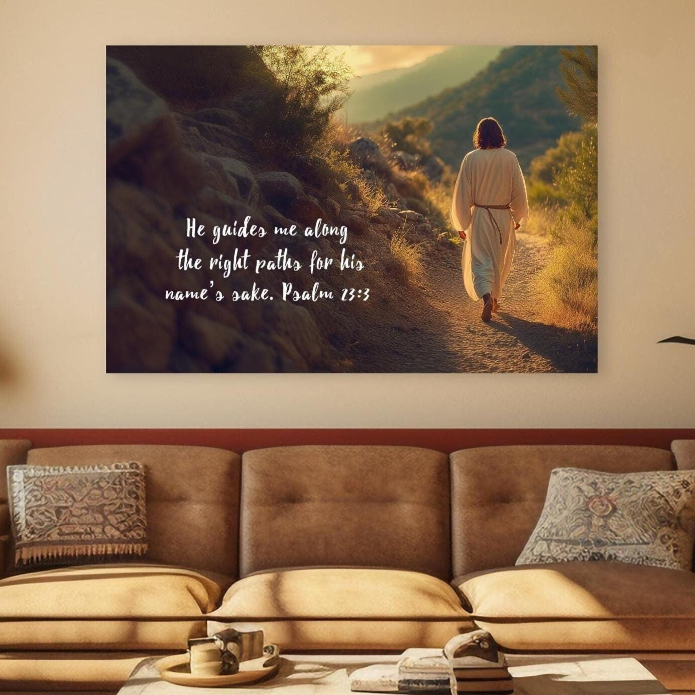 psalm 23 christian aesthetic wall art decor wood framed