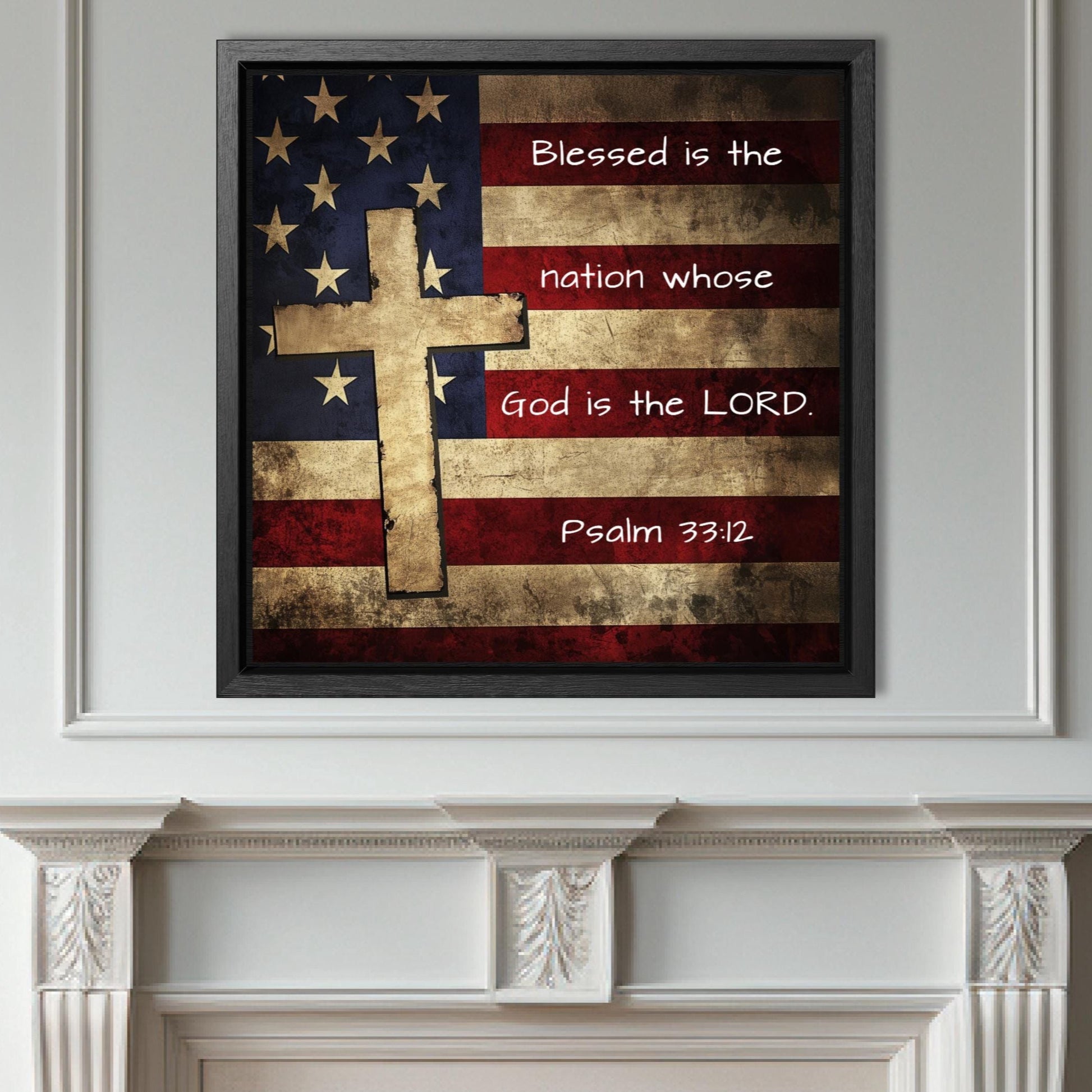 American flag cross bible verse decoration patriotic christian wall art