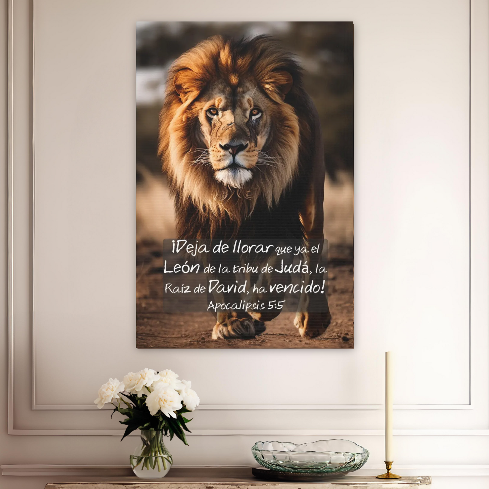 revelation 5:5 aesthetic Christian canvas print gifts spanish, Christian art canvas Lion of Judah apocalipis 5:5