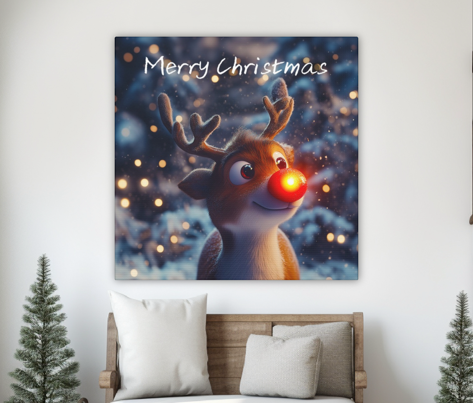 canvas print Merry Christmas reindeer