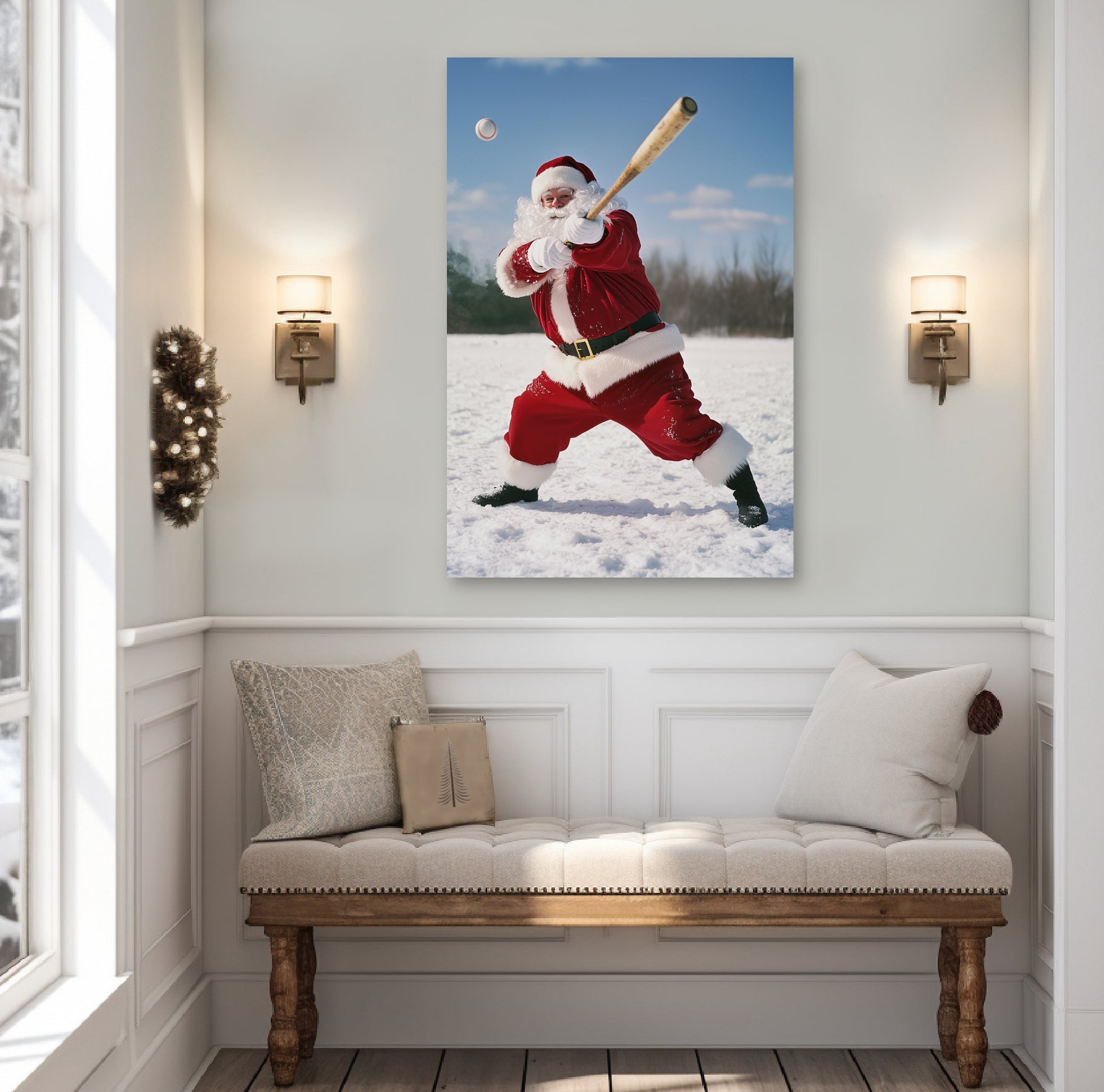 santa claus playing baseball aesthetic picture