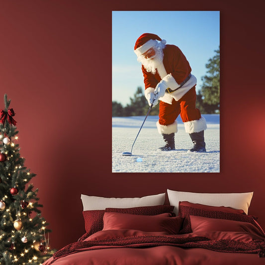 santa claus golfer painting