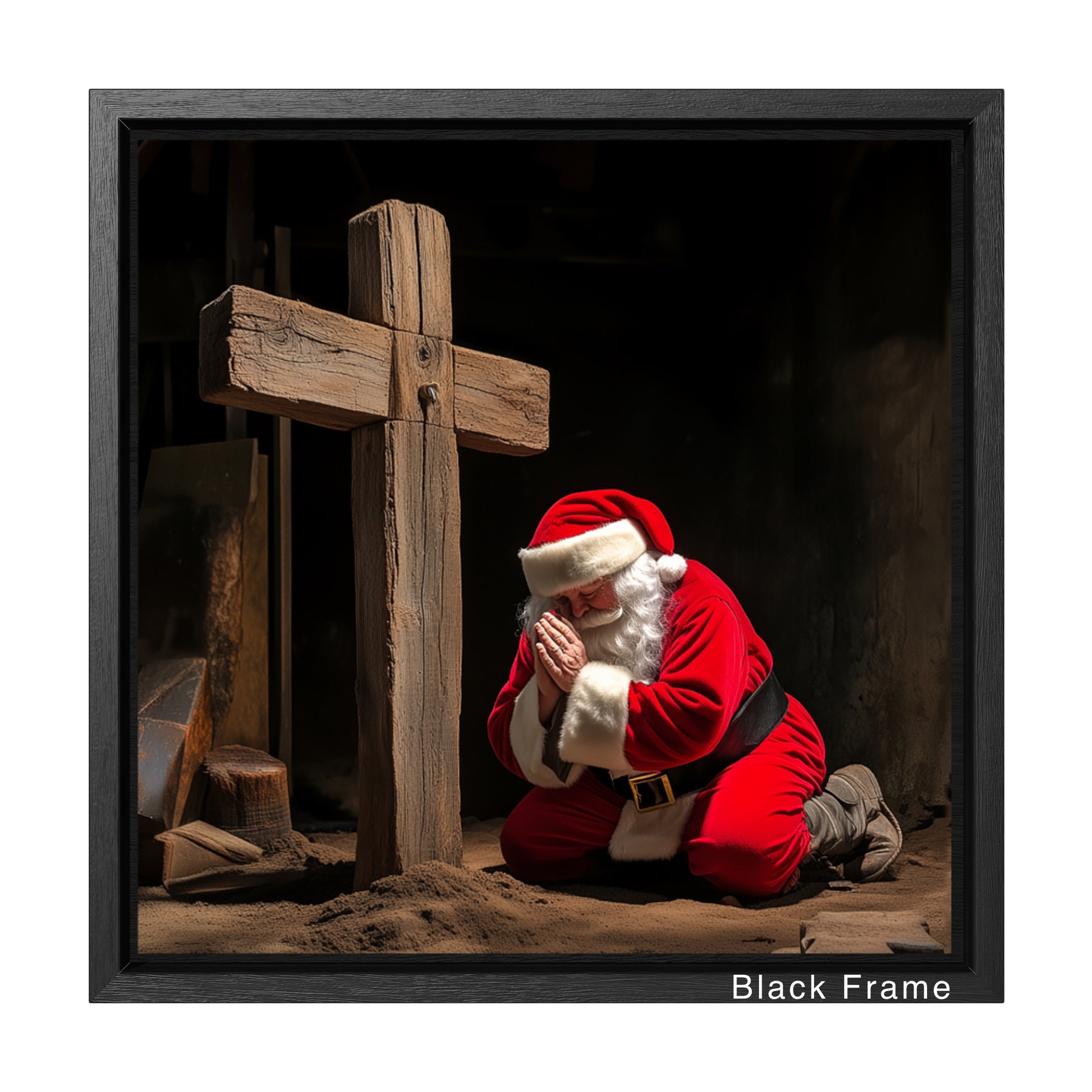 santa cross wood frame wall art decor ideas