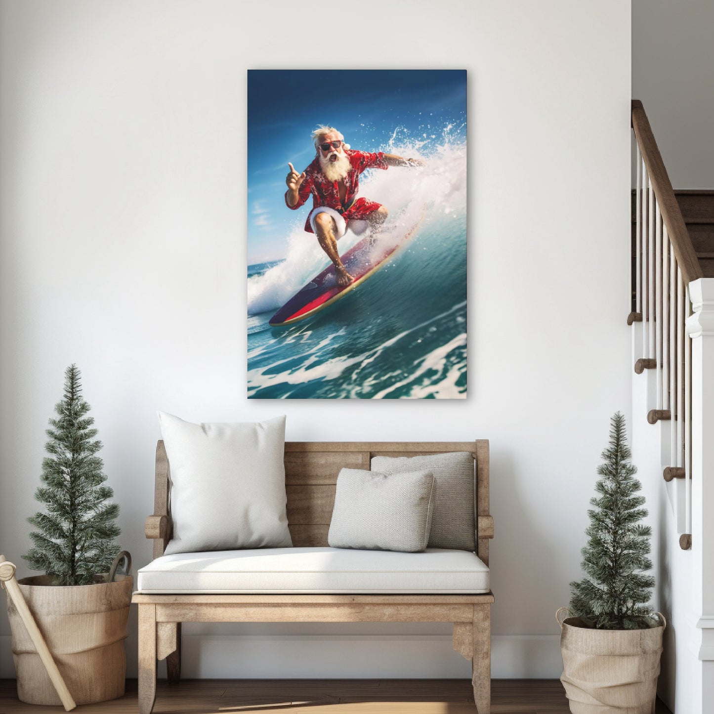 surfing Santa painting