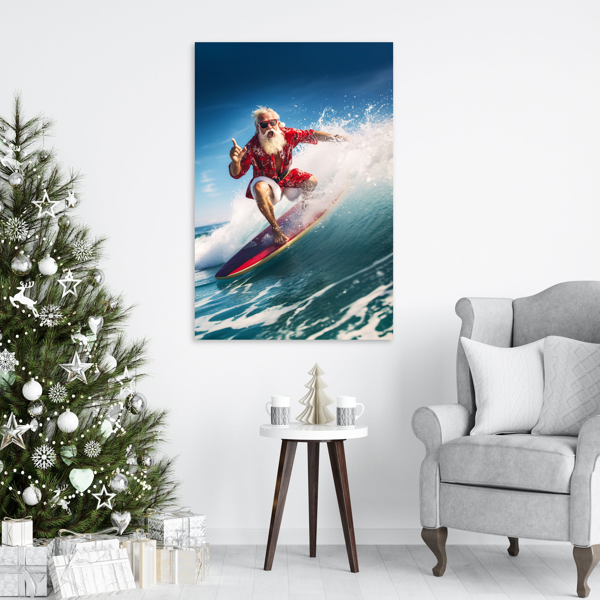 Santa surfing christmas decoration