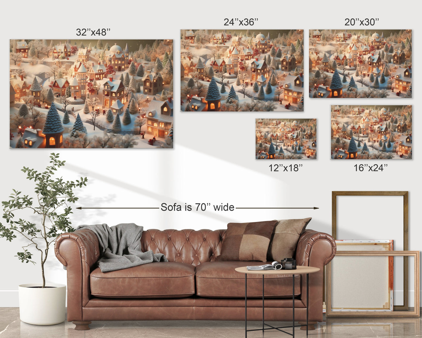 cute christmas village canvas prints