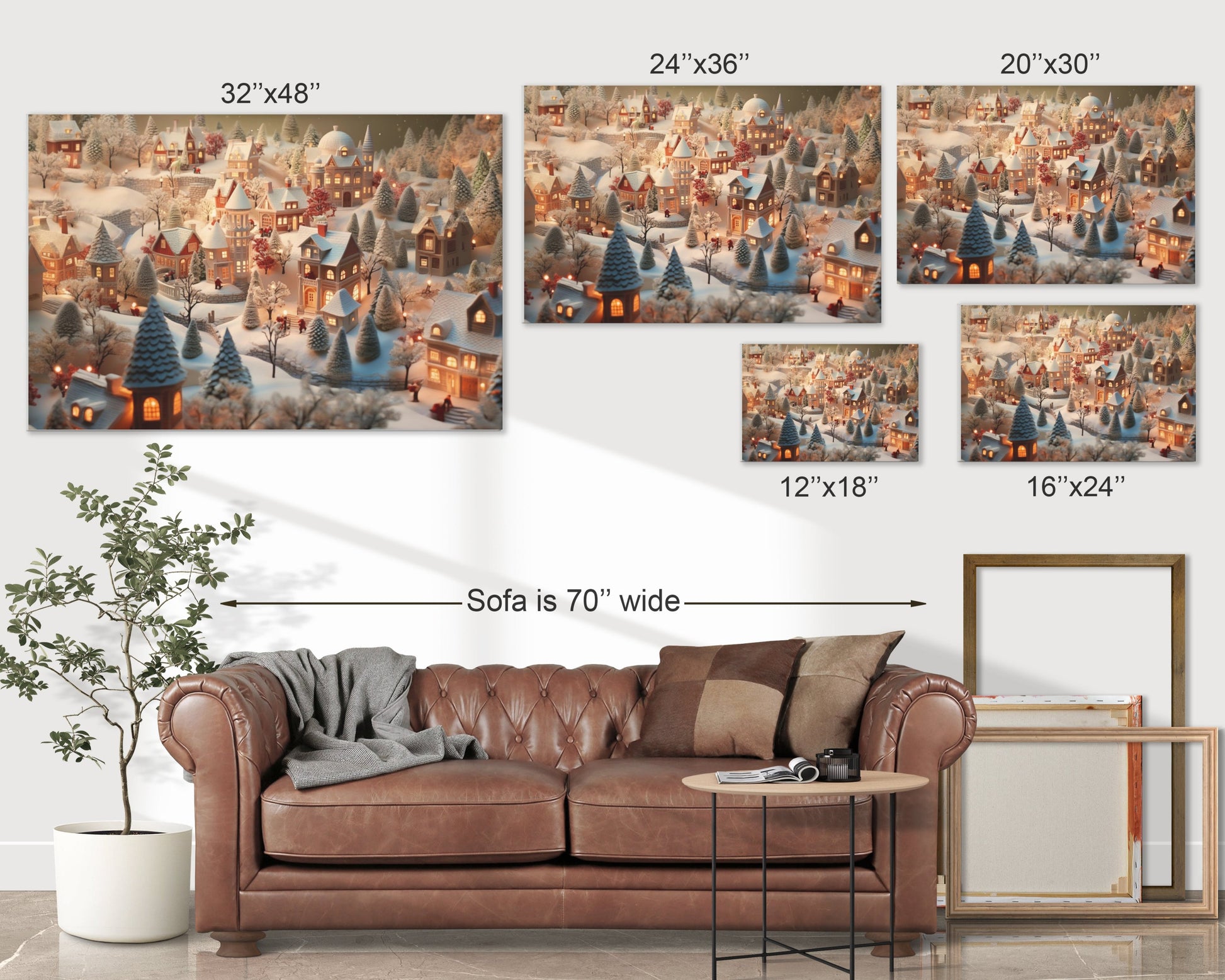 cute christmas village canvas prints