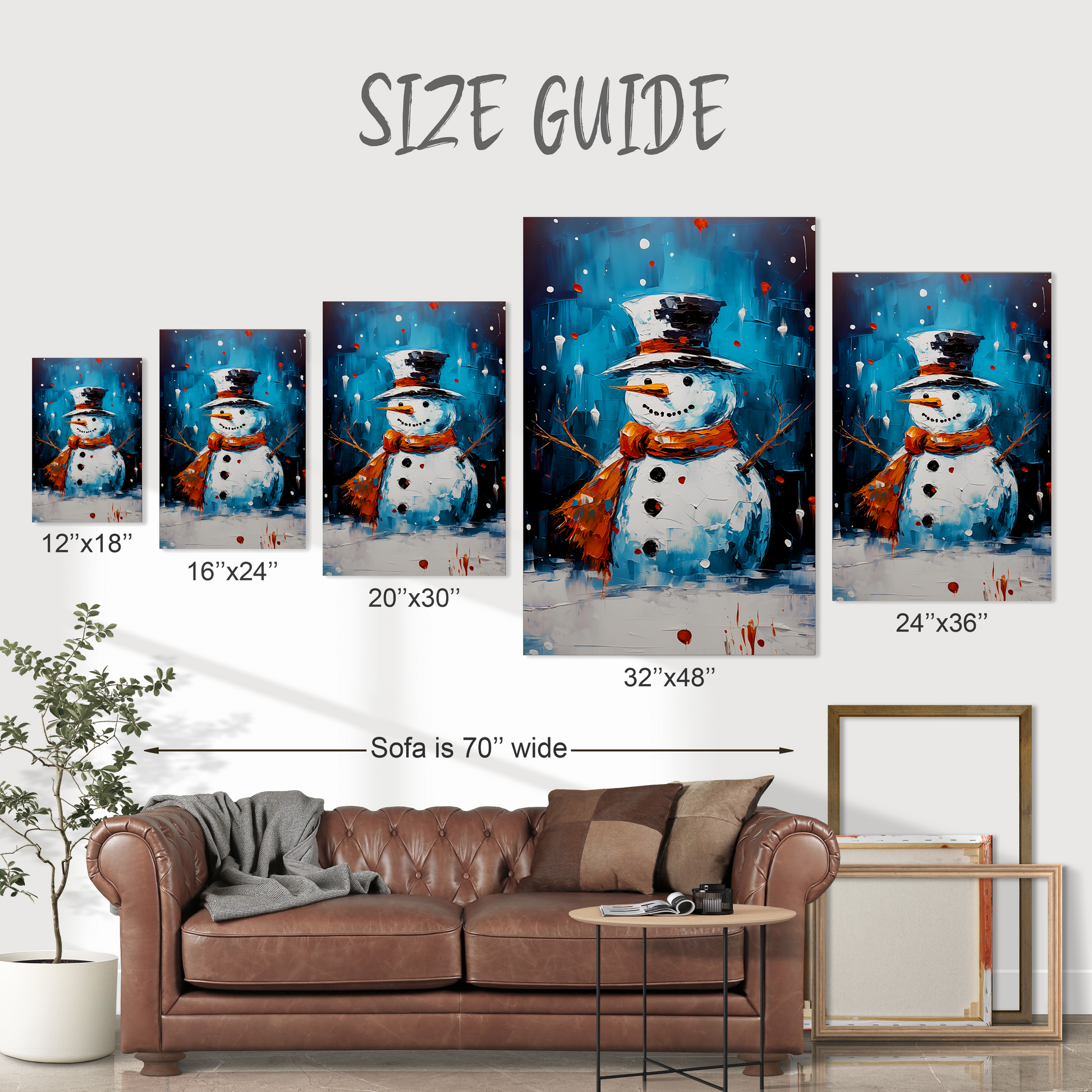 Christmas Snowman canvas print Impressionist-Style