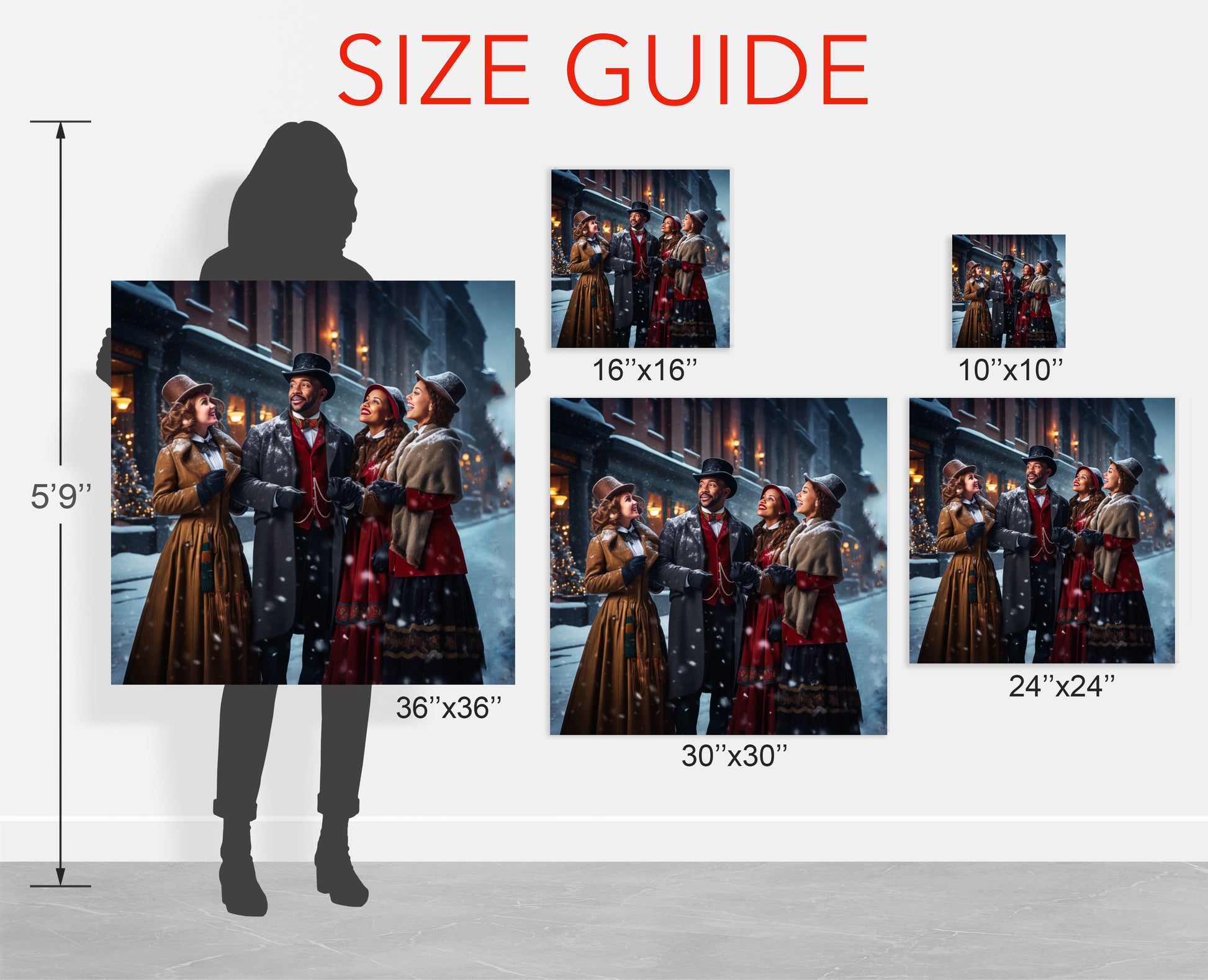 Christmas carolers art prints