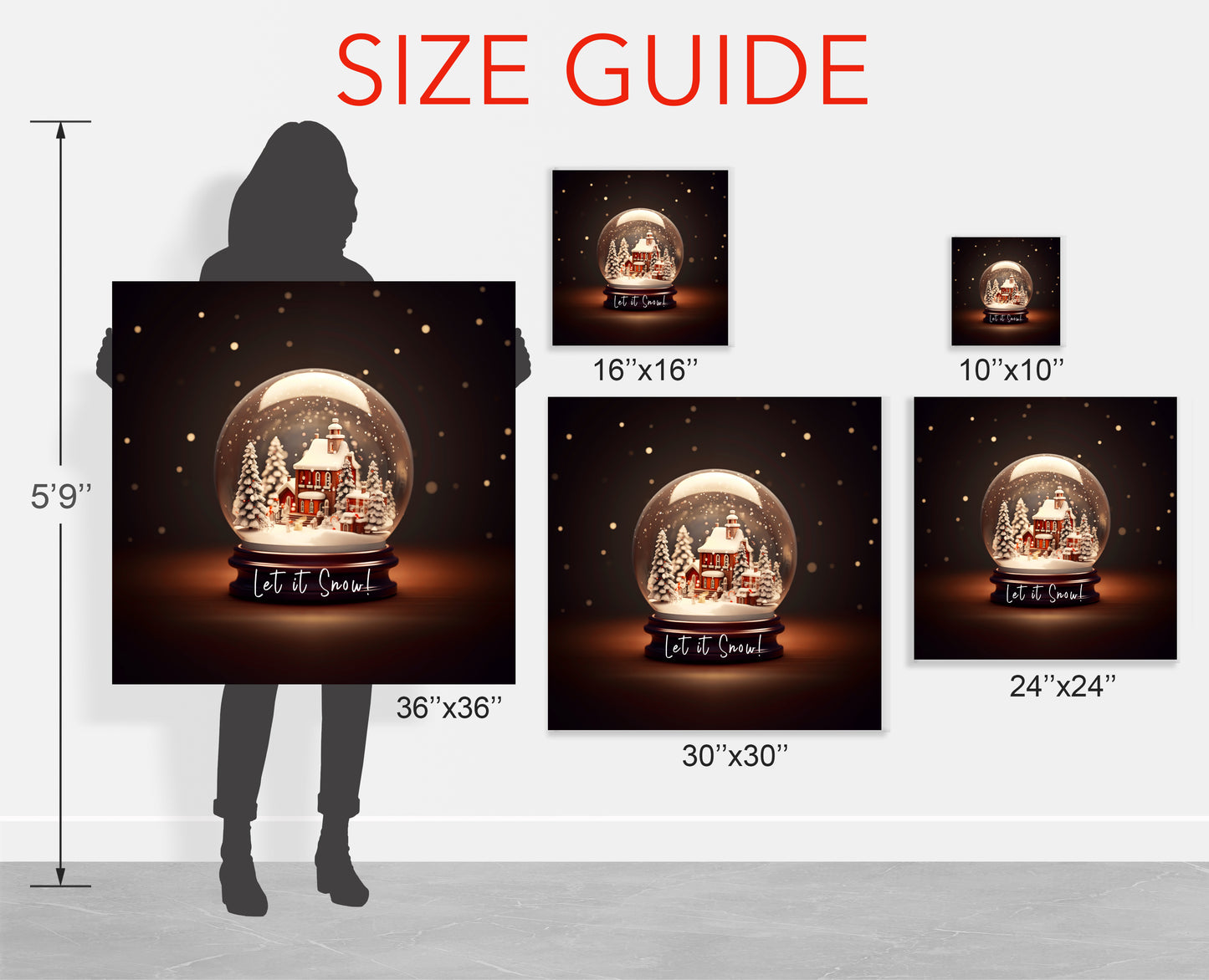 snow globe Christmas art prints