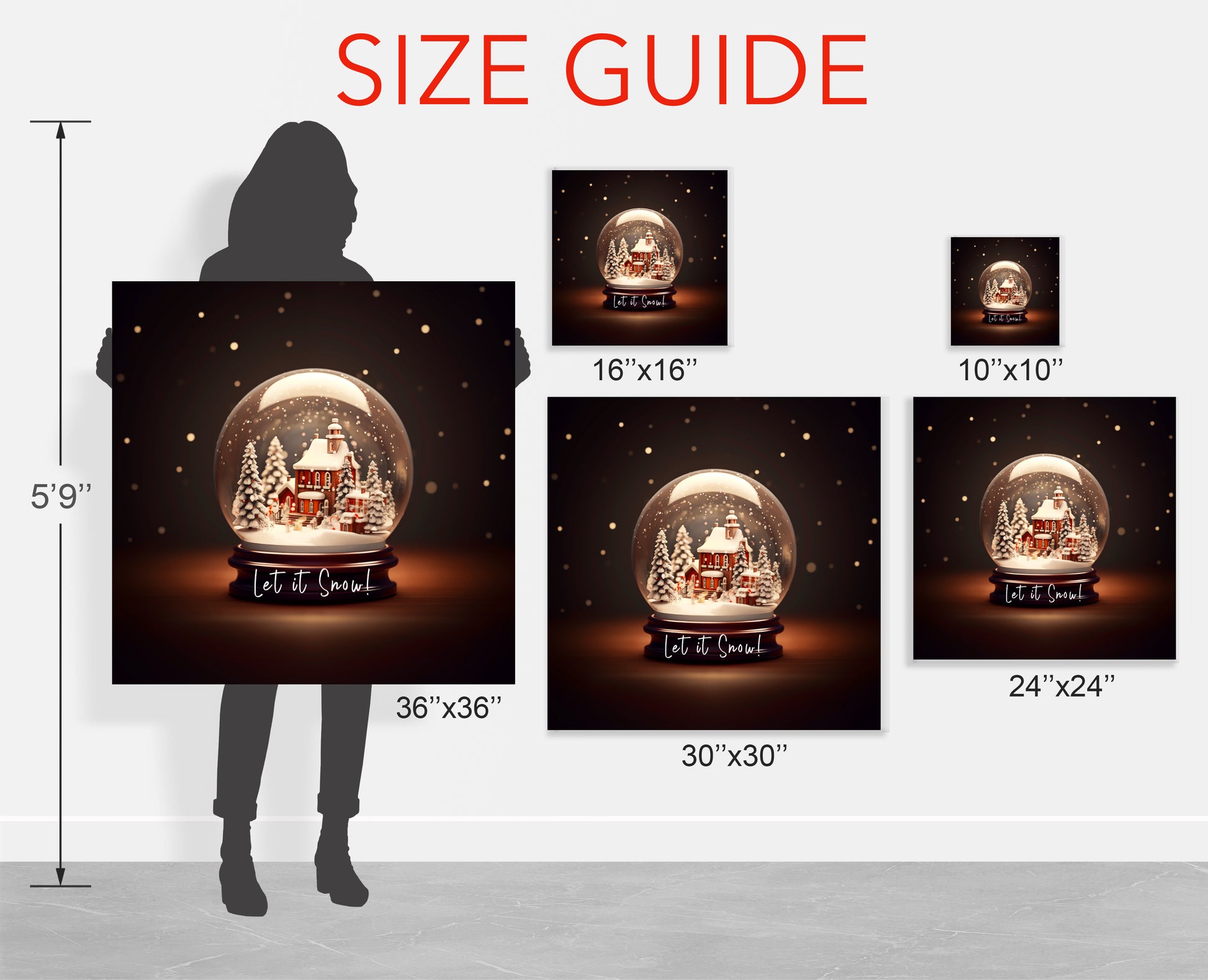 snow globe Christmas art prints