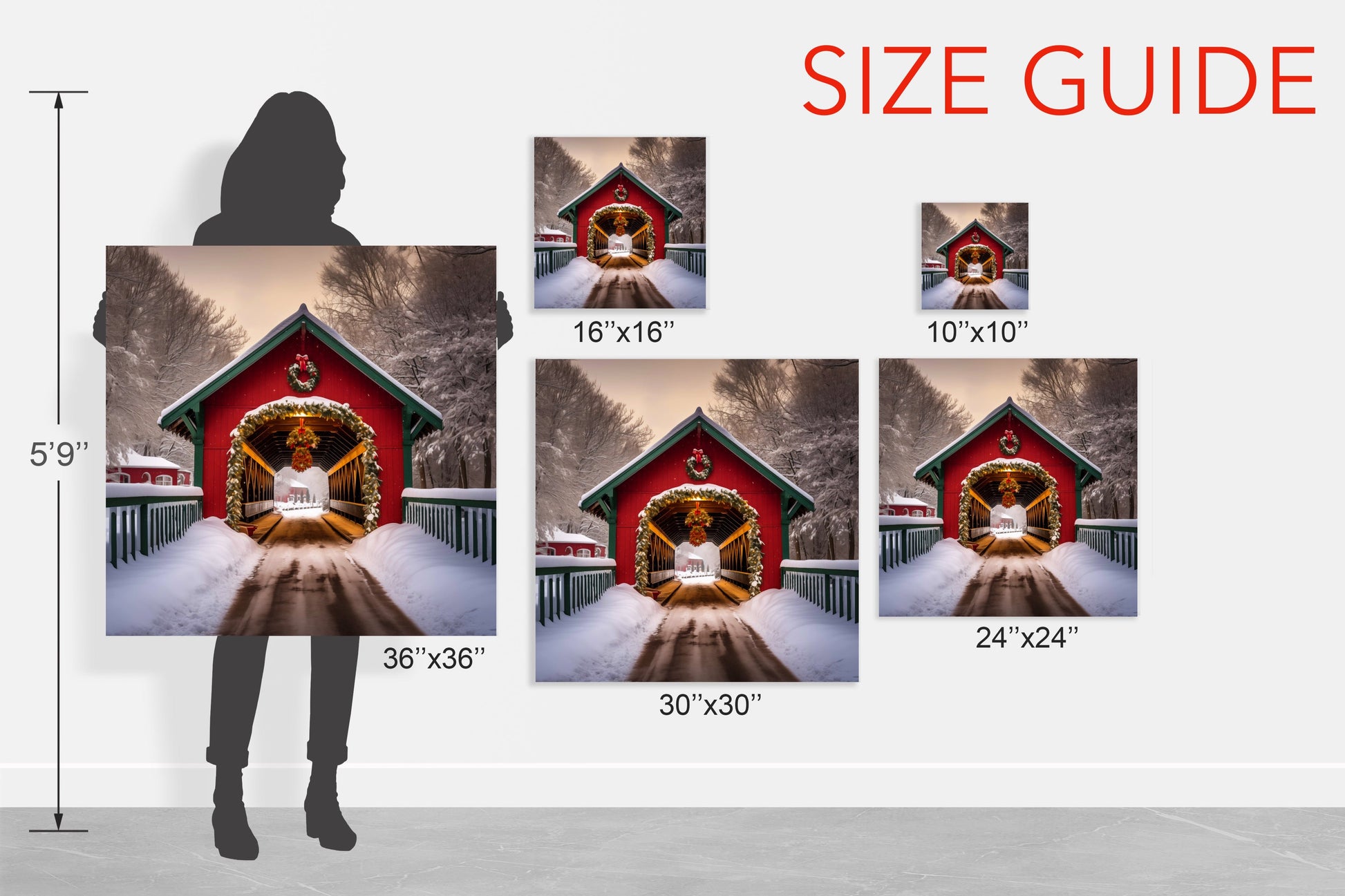 country red covered bridge wall decor art prints