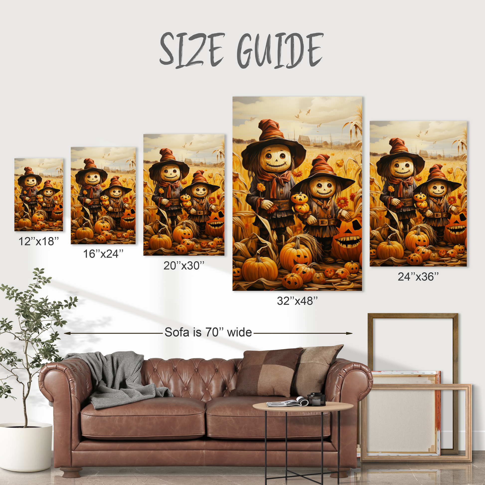 fall pumpkin patch scarecrow canvas print
