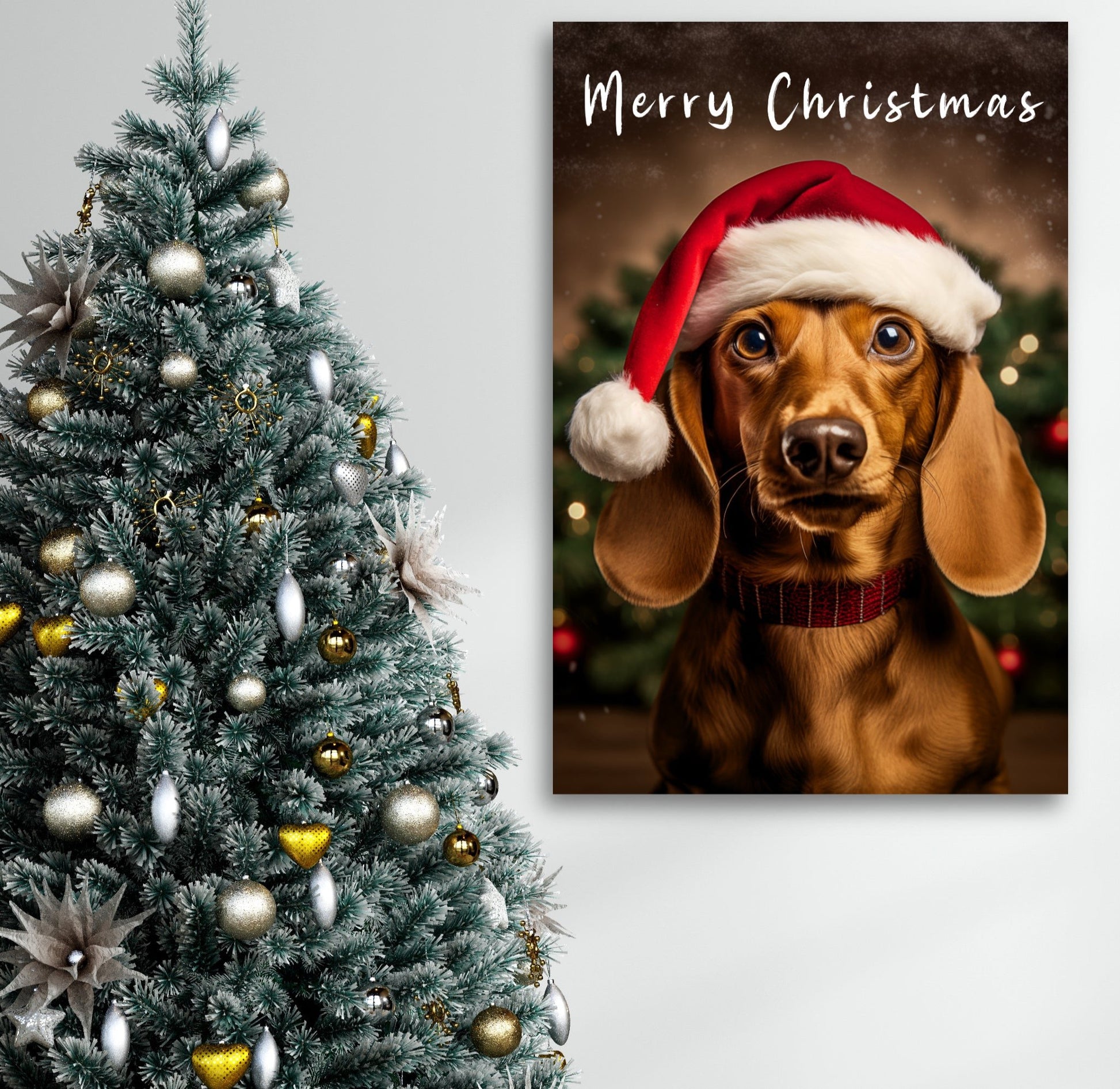 christmas dachshund art prints
