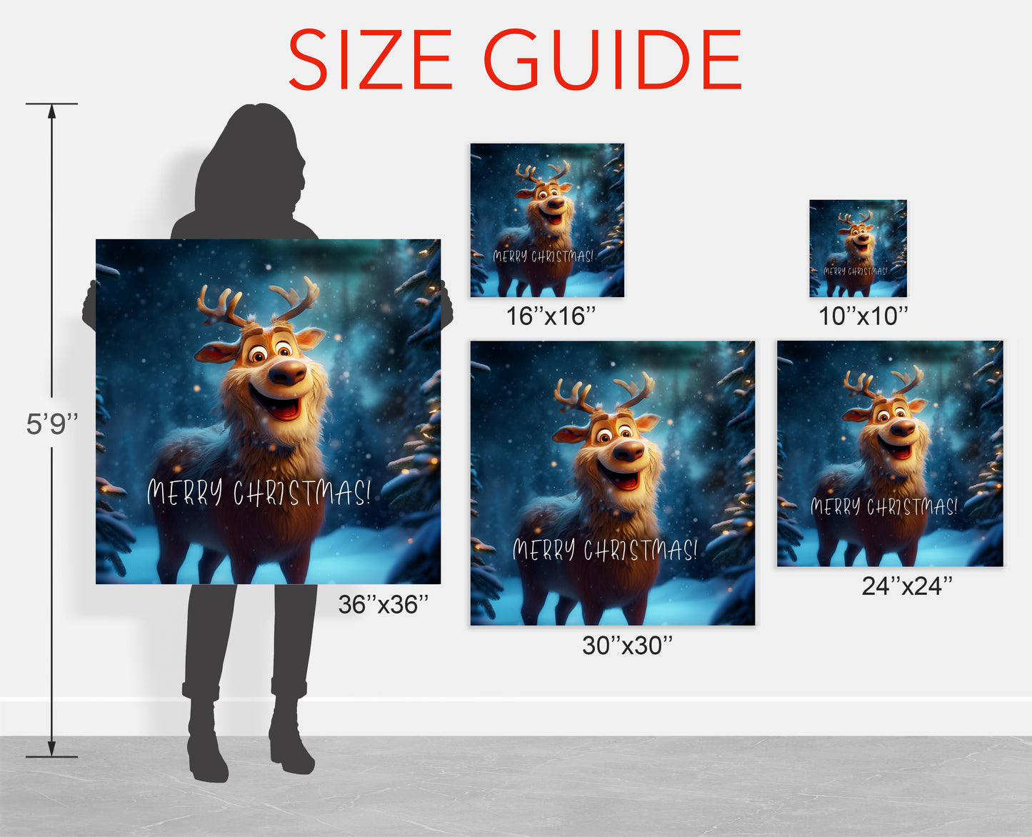 reindeer Christmas wall art prints